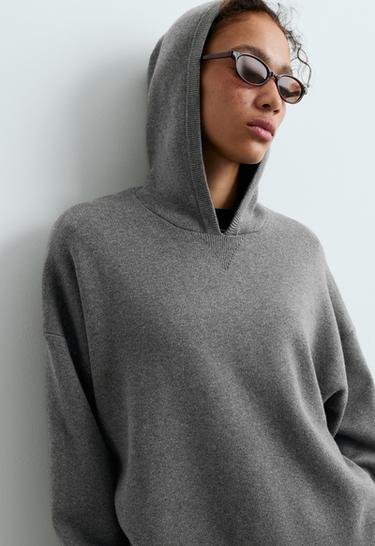 Cotton-blend knit hoodie — MOTTLED GREY MELANGE 3
