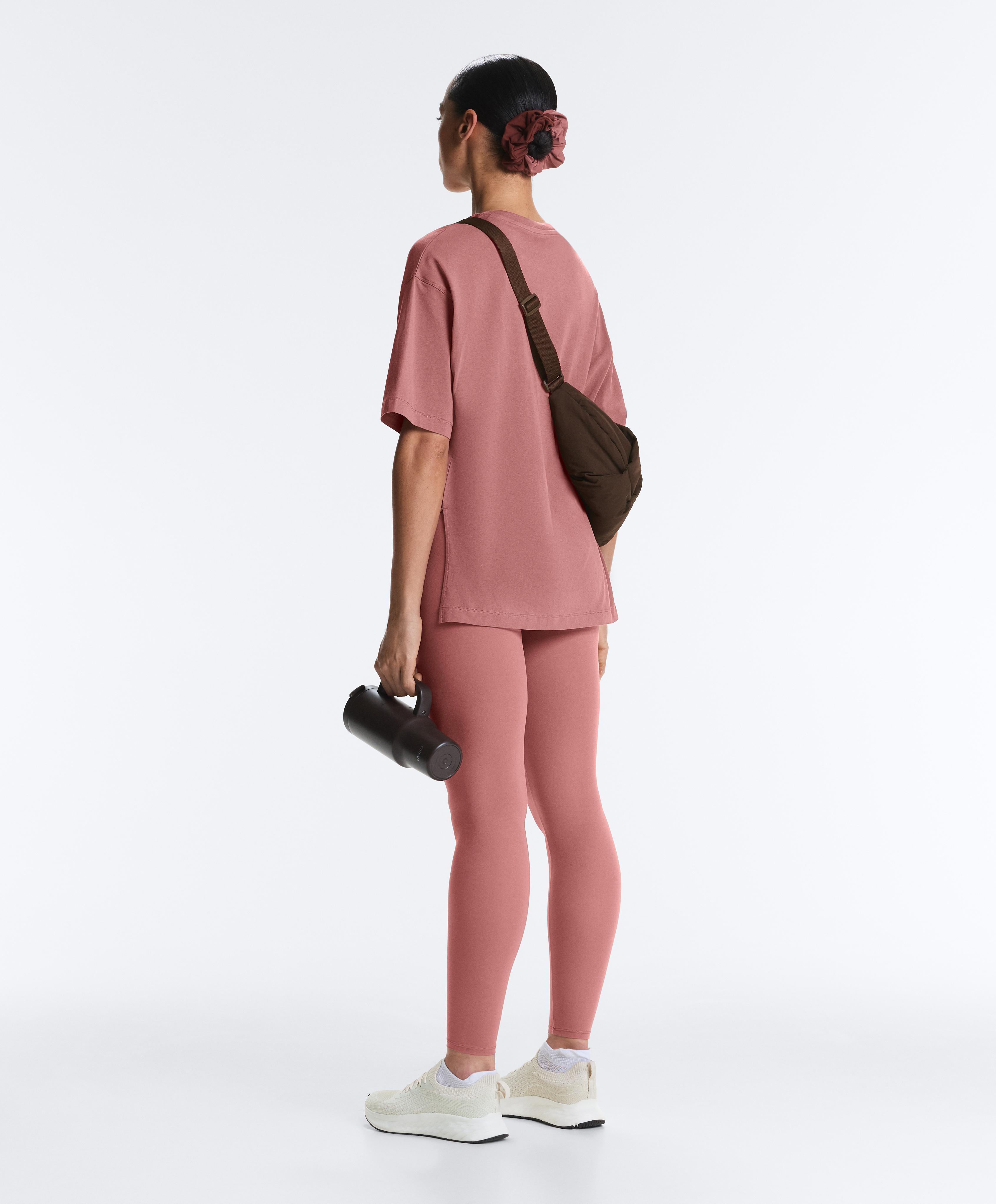 Long short-sleeved cotton blend T-shirt — PALE PINK