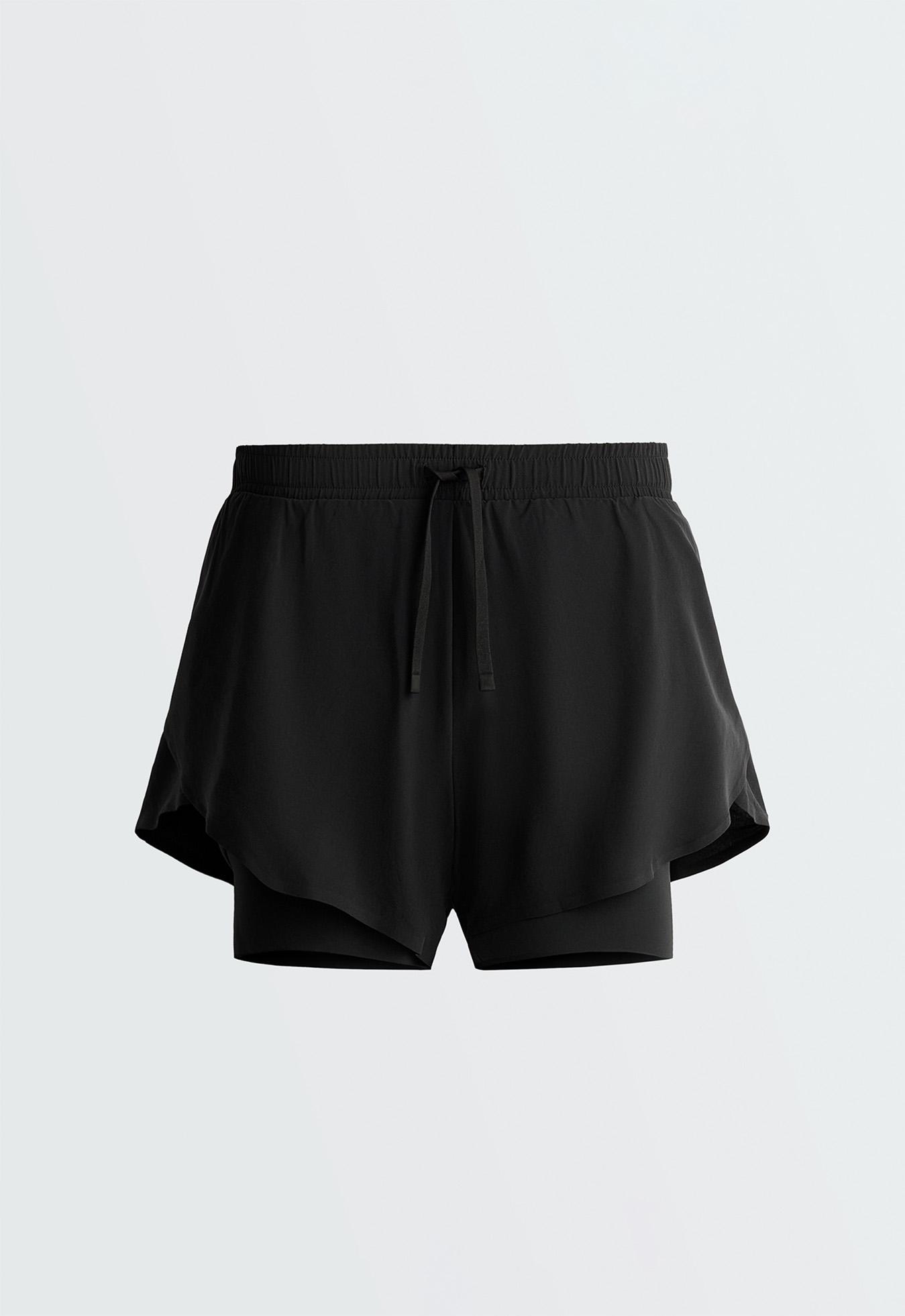 Light Touch 2-in-1 mid-rise shorts — BLACK