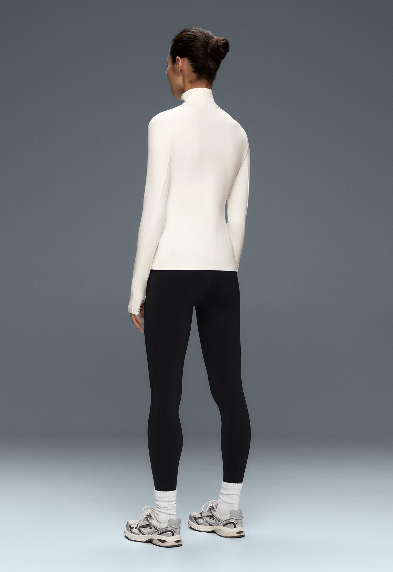 Thermal Base layer mid zip T-shirt — WHITE