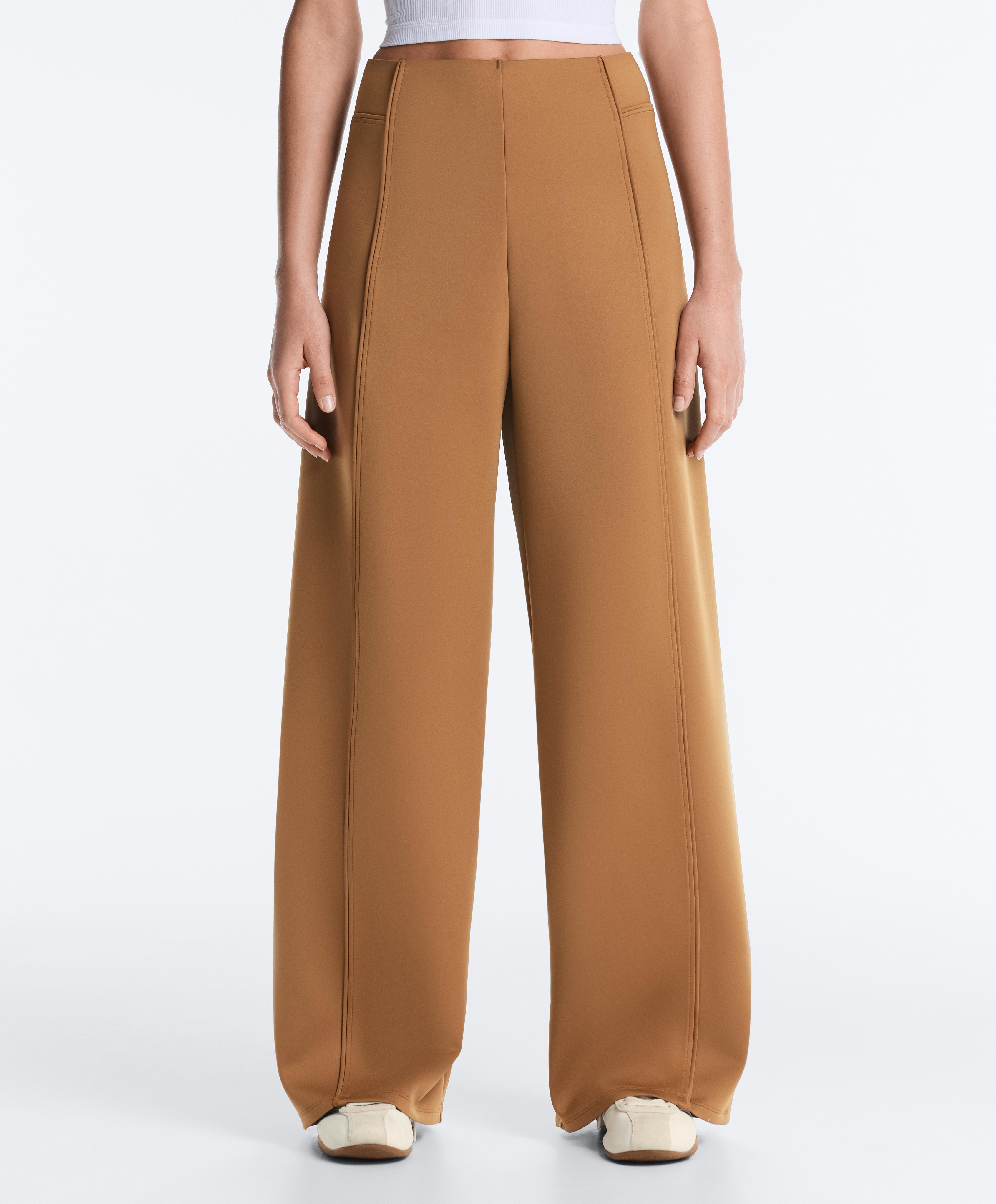 Pantaloni ampi high rise effetto neoprene