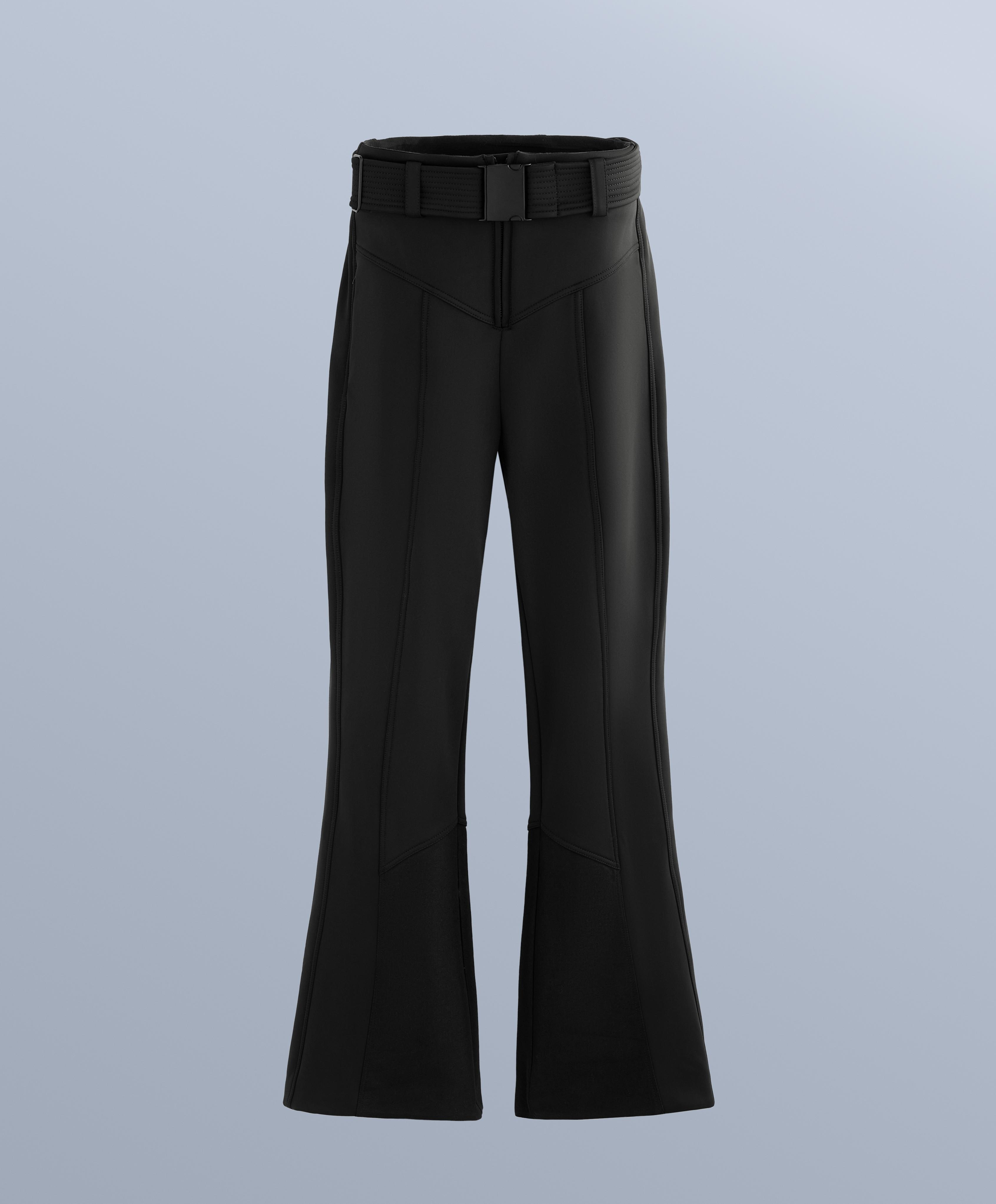 Water-resistant high-rise flare stretch SKI trousers — BLACK