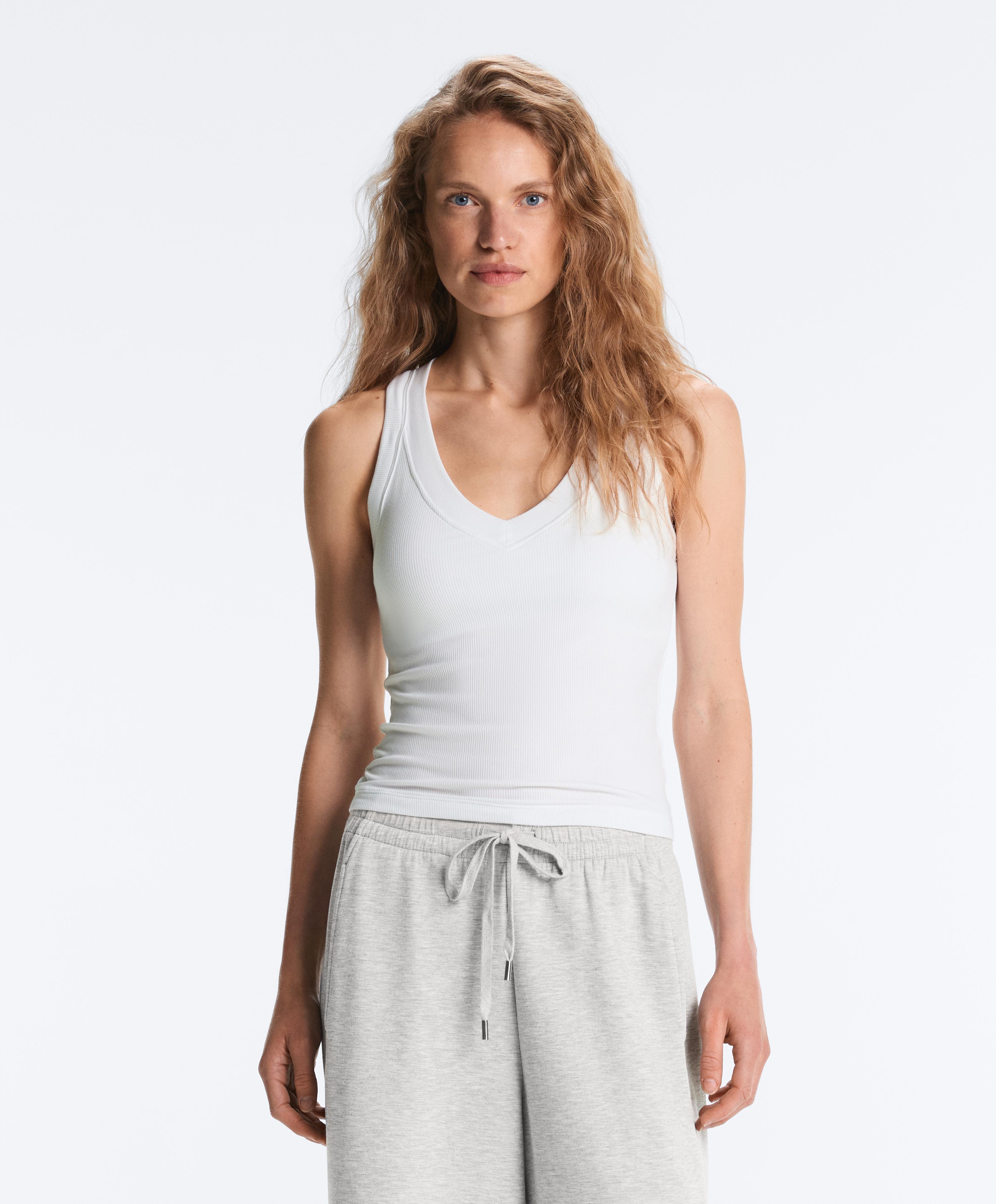 Rib modal blend tank top — WHITE