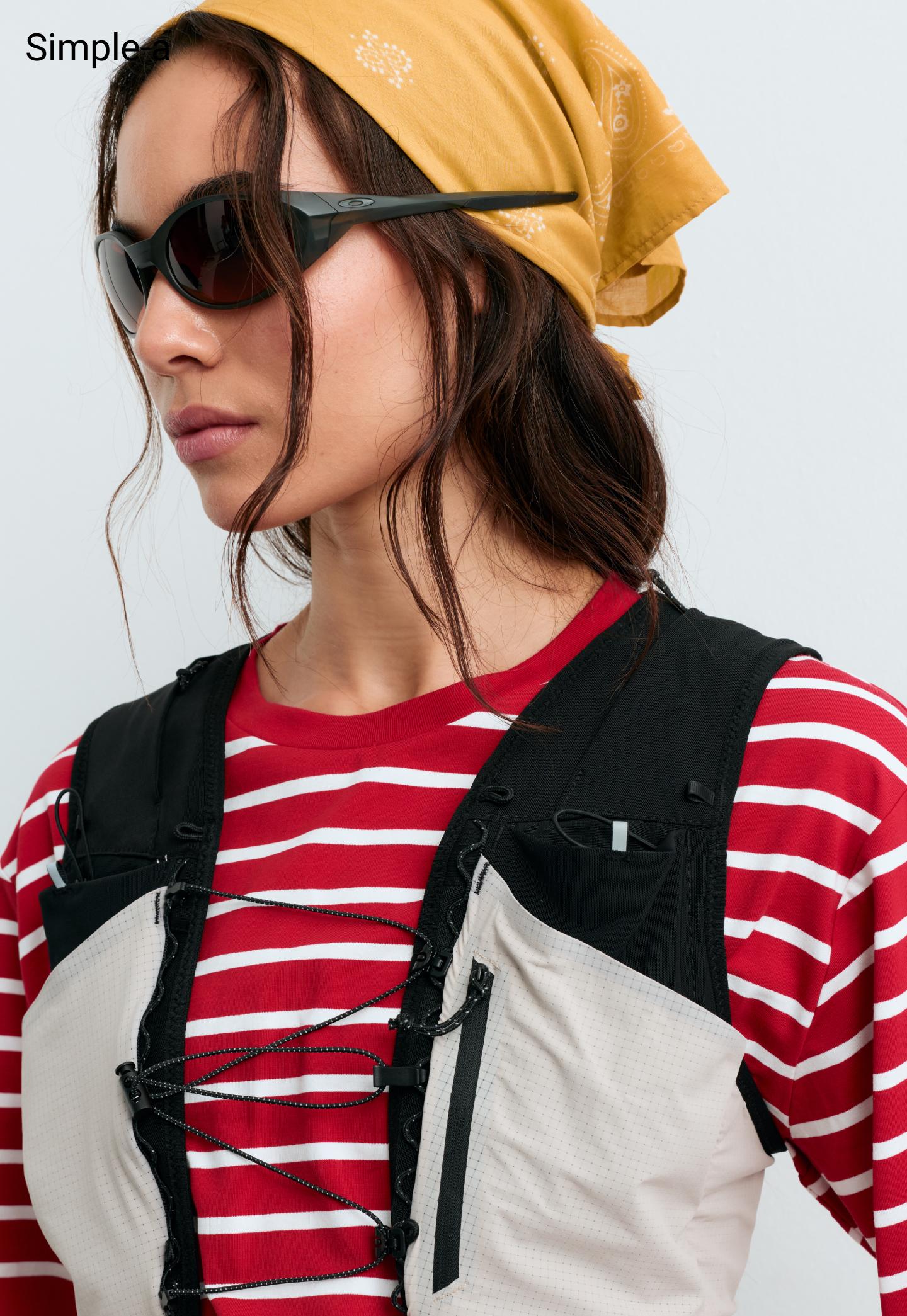 Boxy long-sleeved striped cotton-blend T-shirt — RED