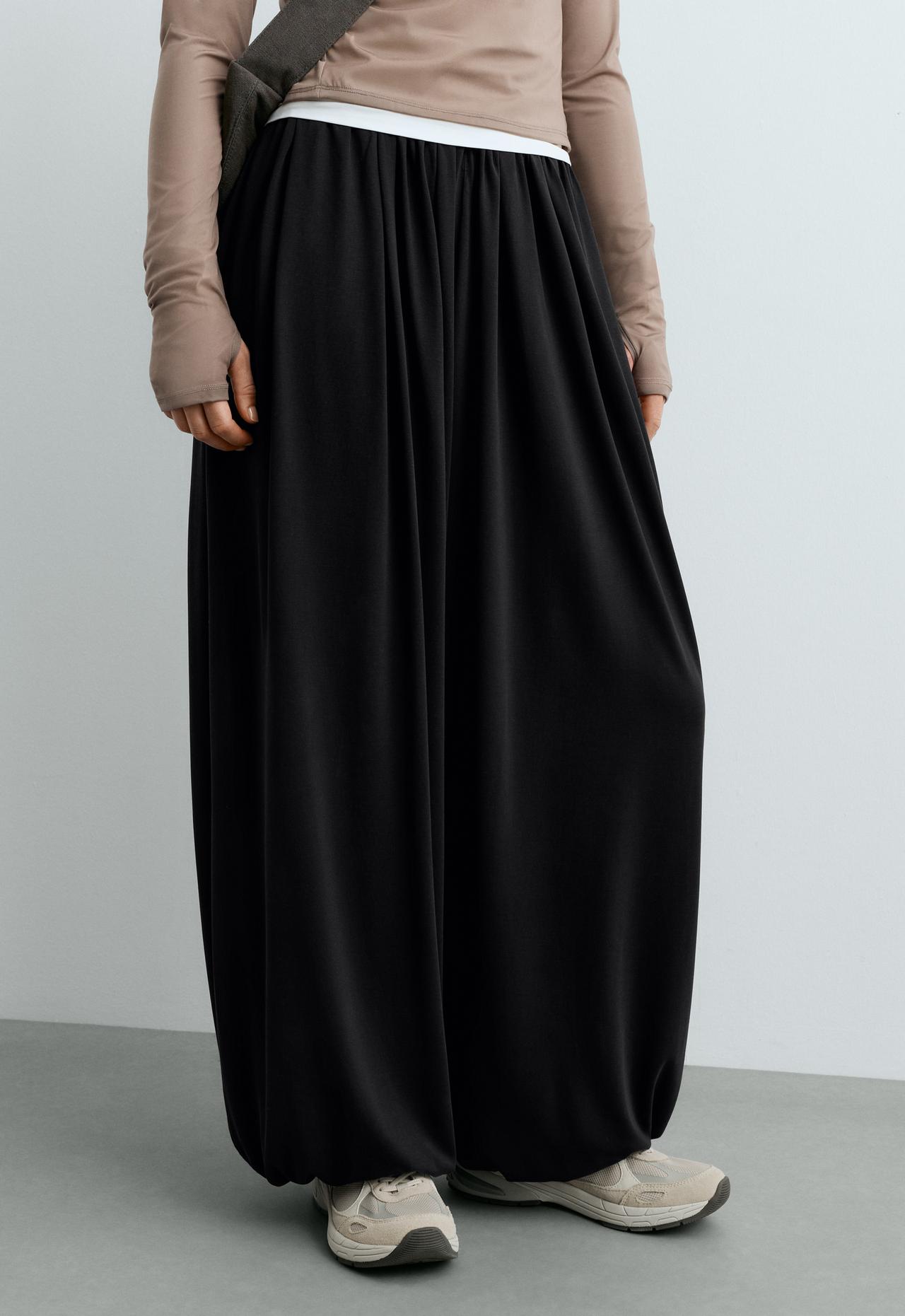 Modal blend Balloon trousers — BLACK