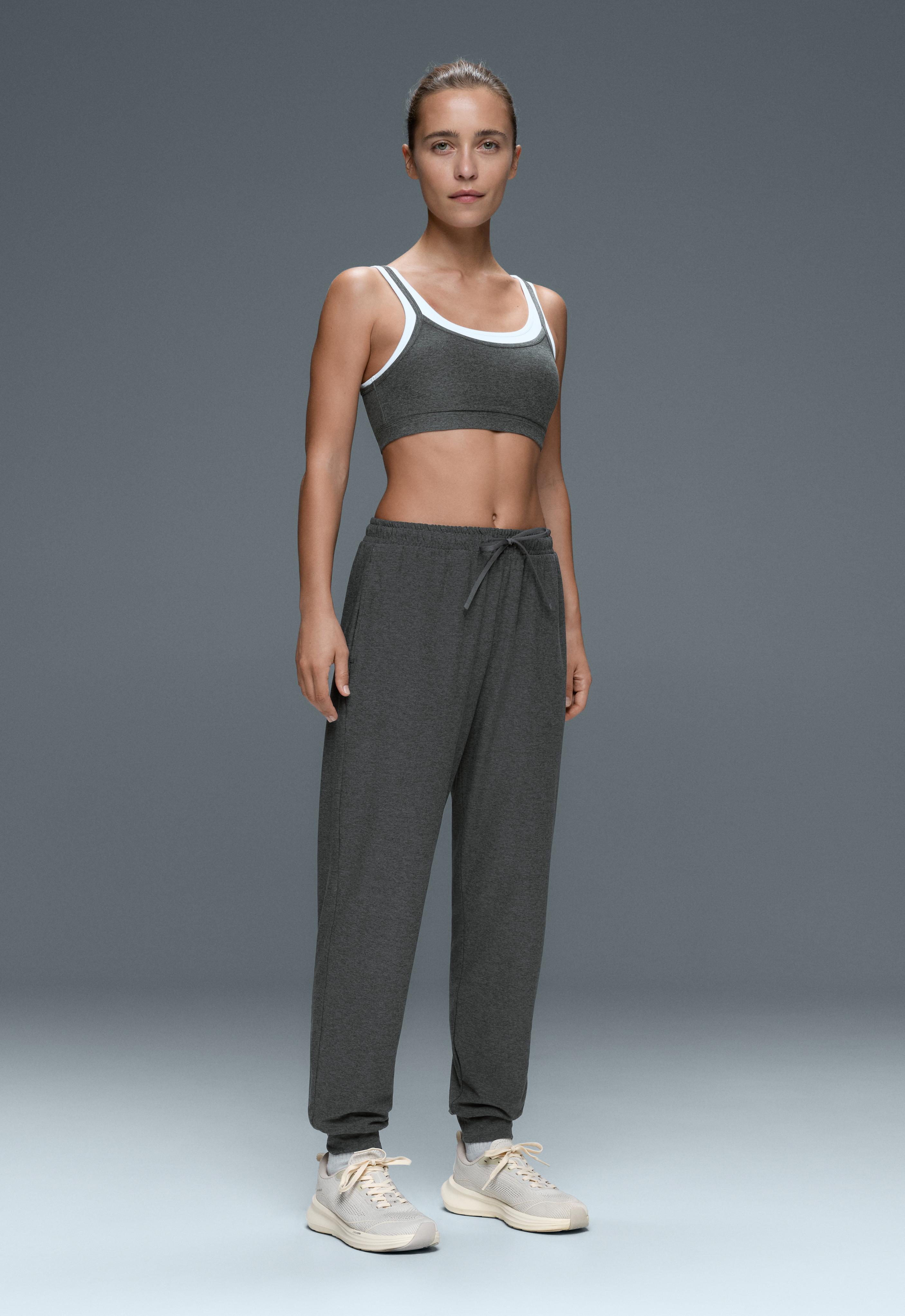 Comfortlux slim fit heathered jogger trousers — DARK GREY MELANGE
