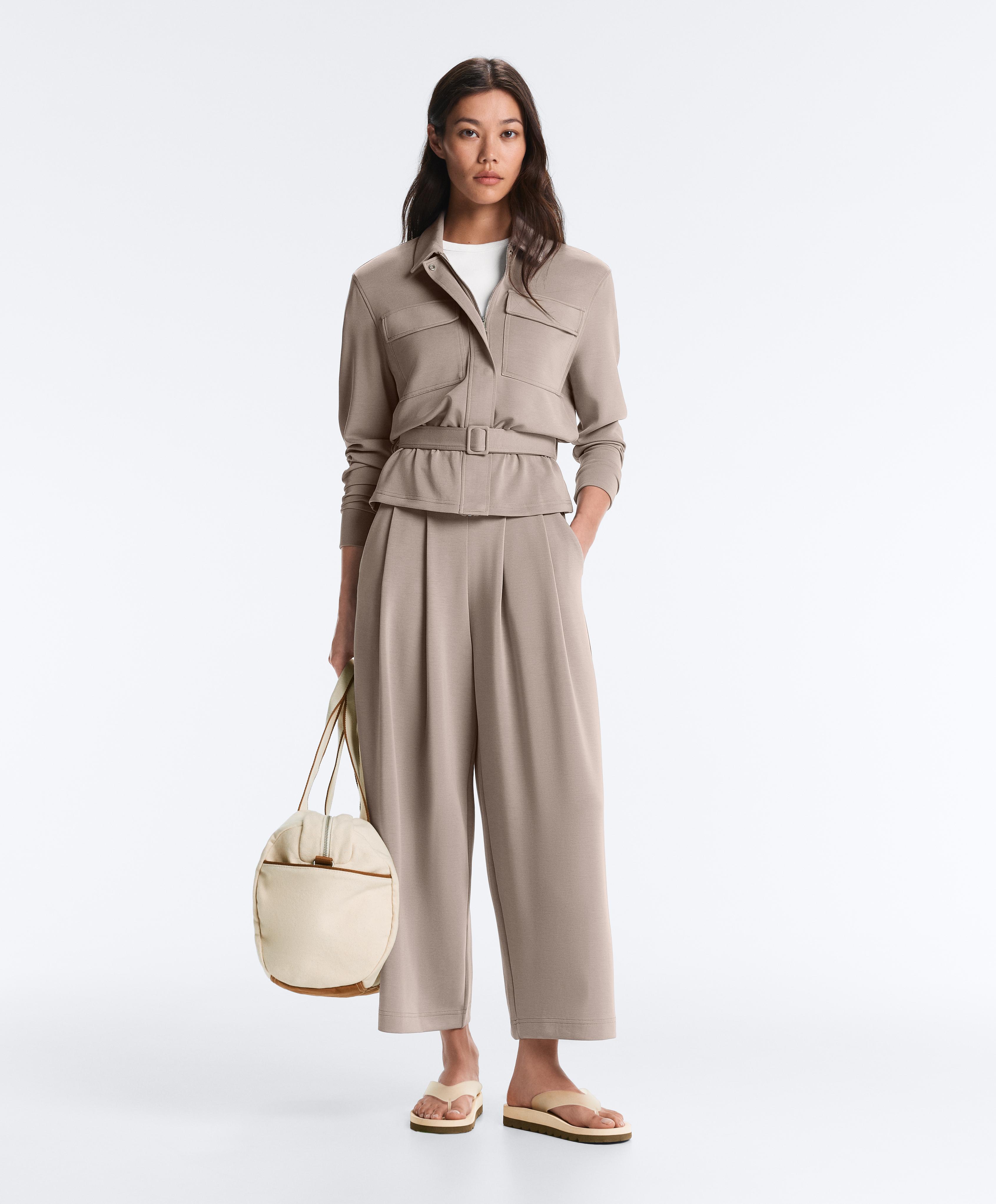 Straight jacket with belt and soft-touch modal — MID-MINK