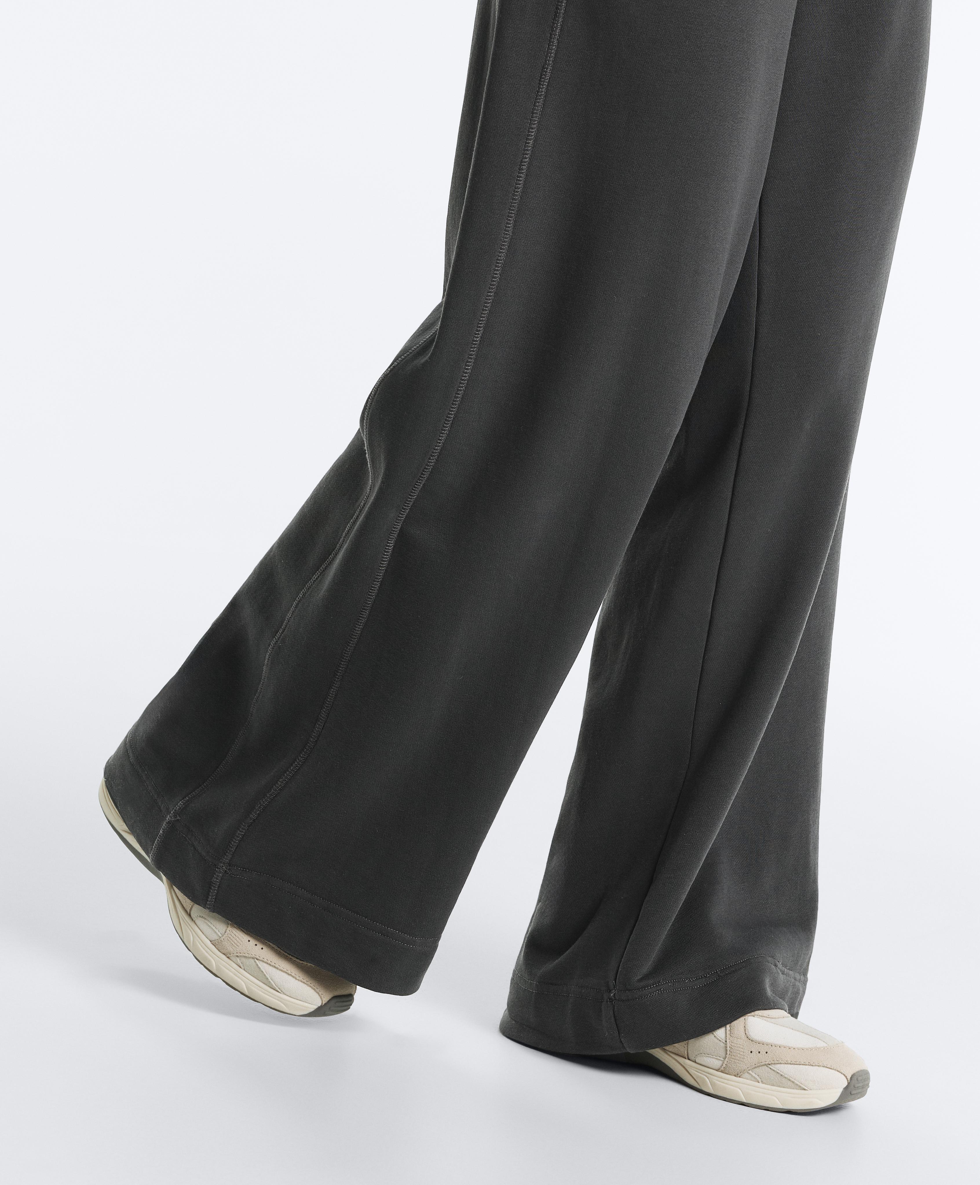 Fleece cotton blend straight-leg trousers — DARK ANTHRACITE