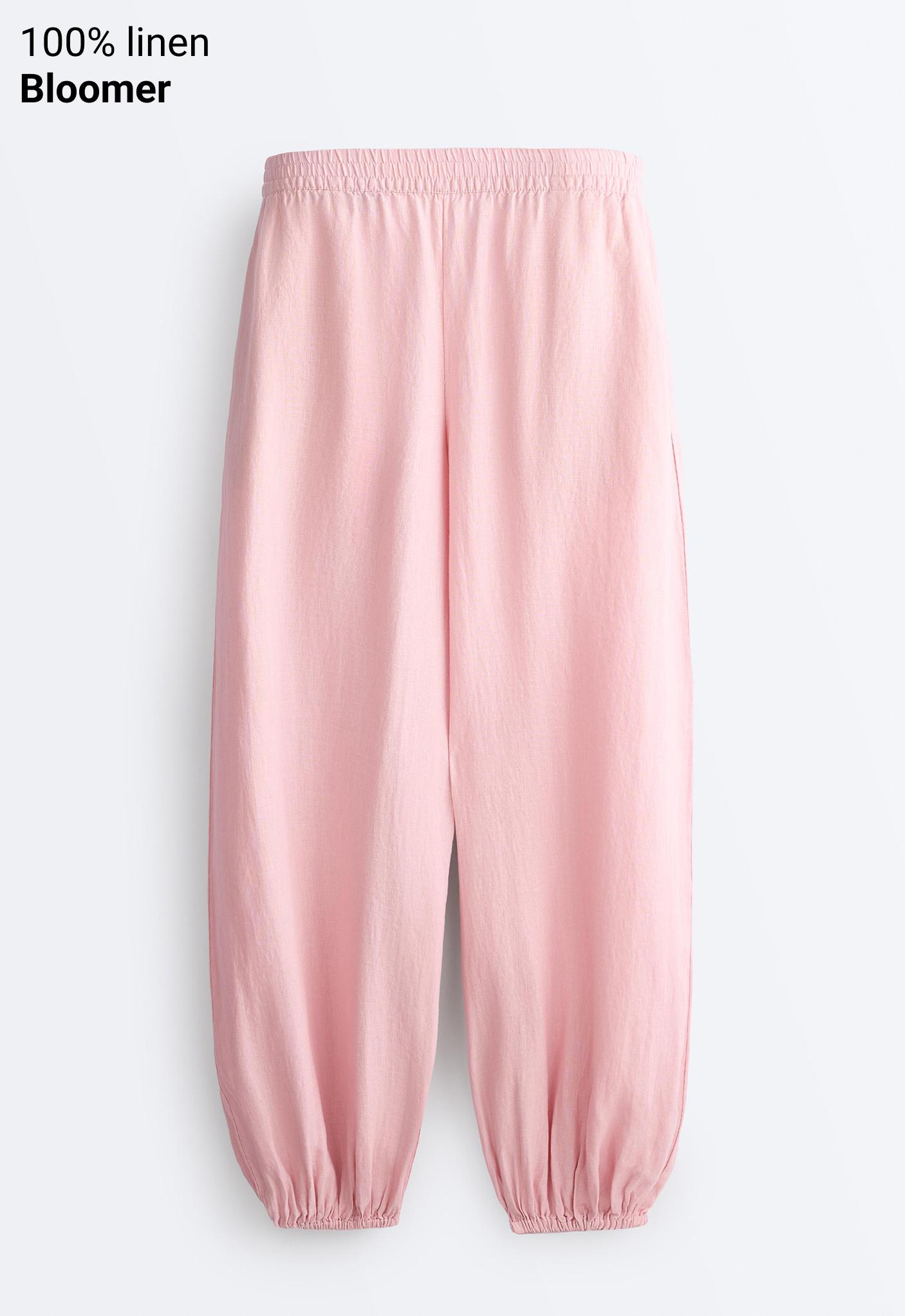 100% linen bloomer trousers — PALE PINK