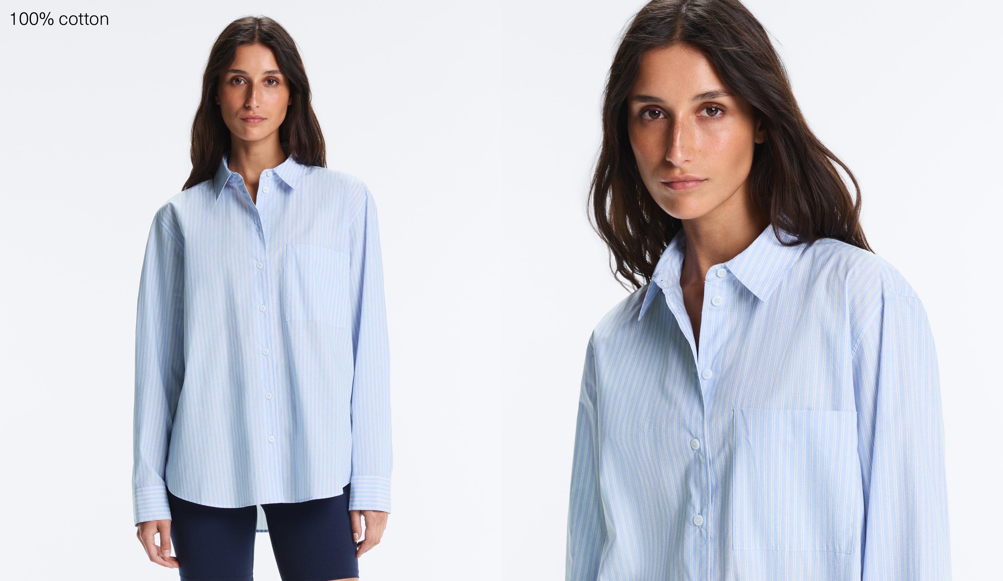 100% cotton long-sleeved shirt — PALE BLUE