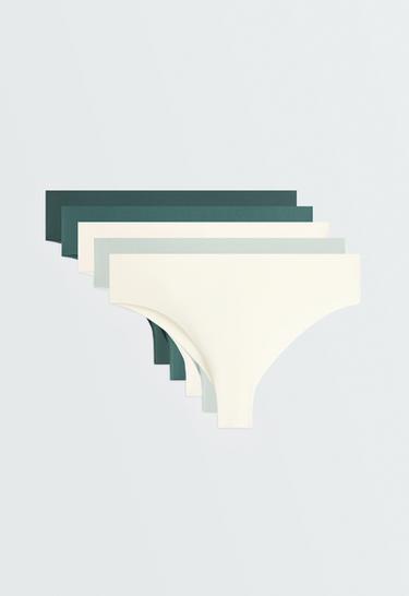 3 invisible polyamide blend laser-cut Brazilian briefs — WASHED GREEN 1