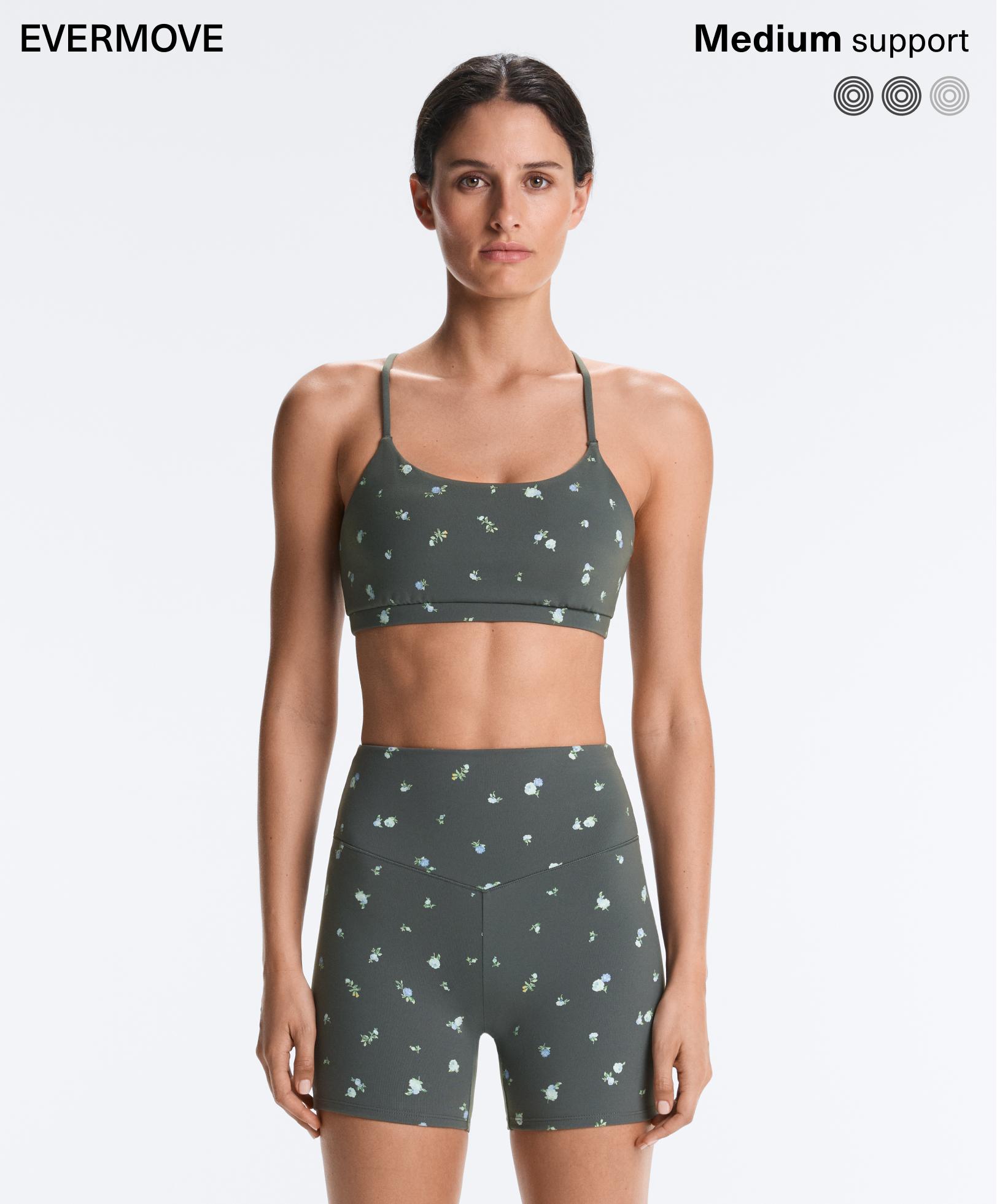 Evermove low-support floral sports bra — STEEL GREY