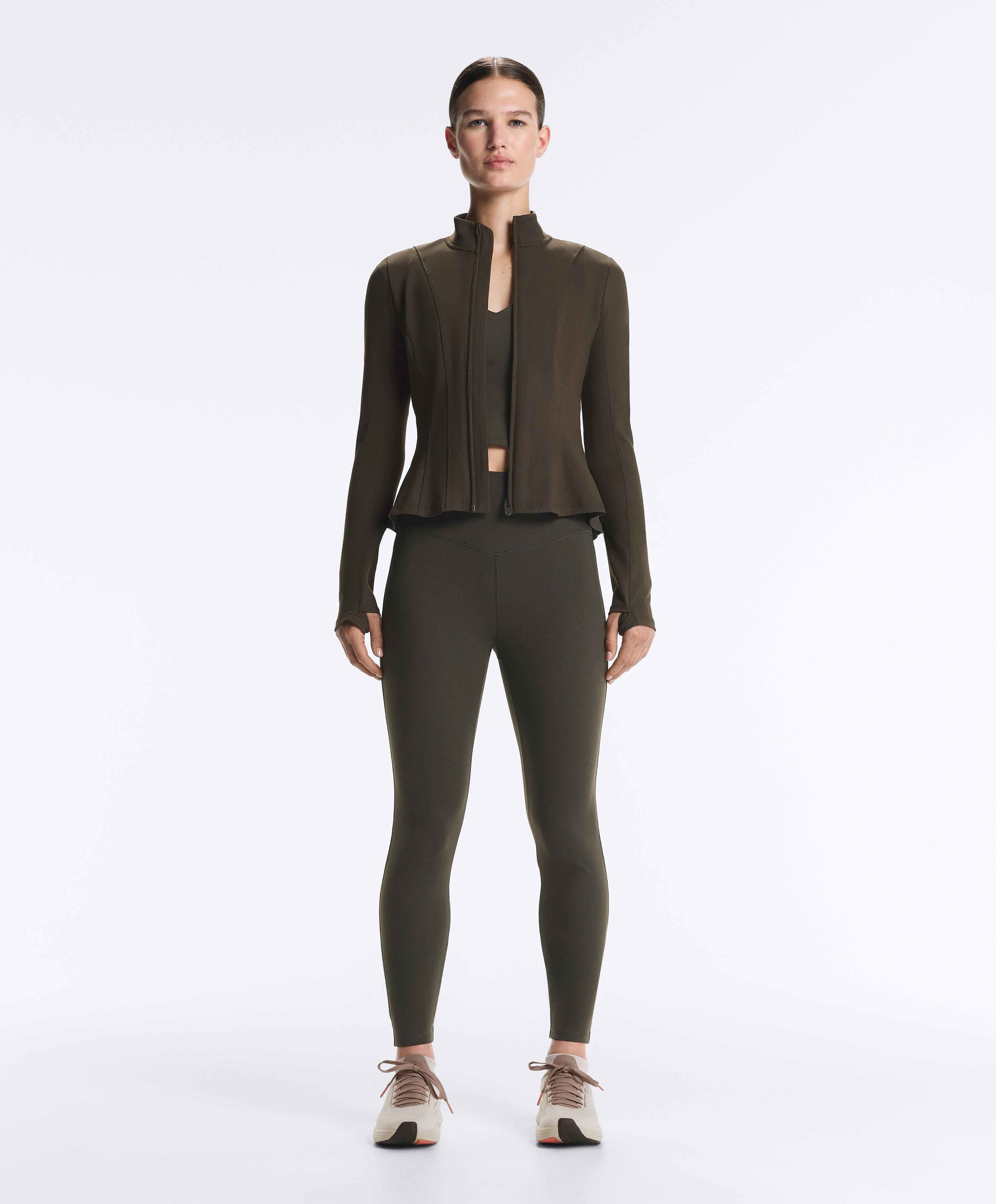 Evermove peplum technical jacket — BROWN