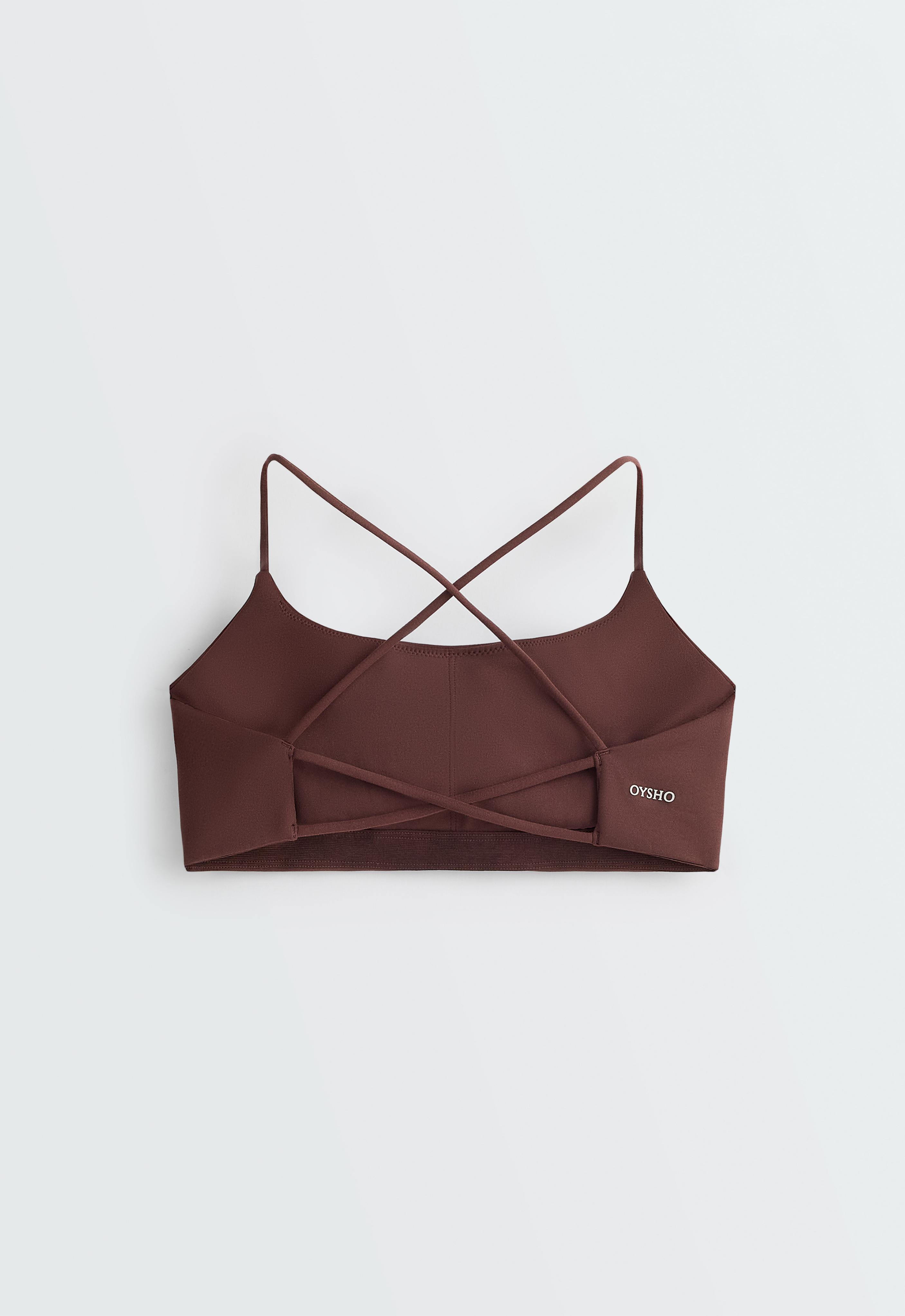 Low-support Comfortlux crossover sports bra — CHOCOLATE