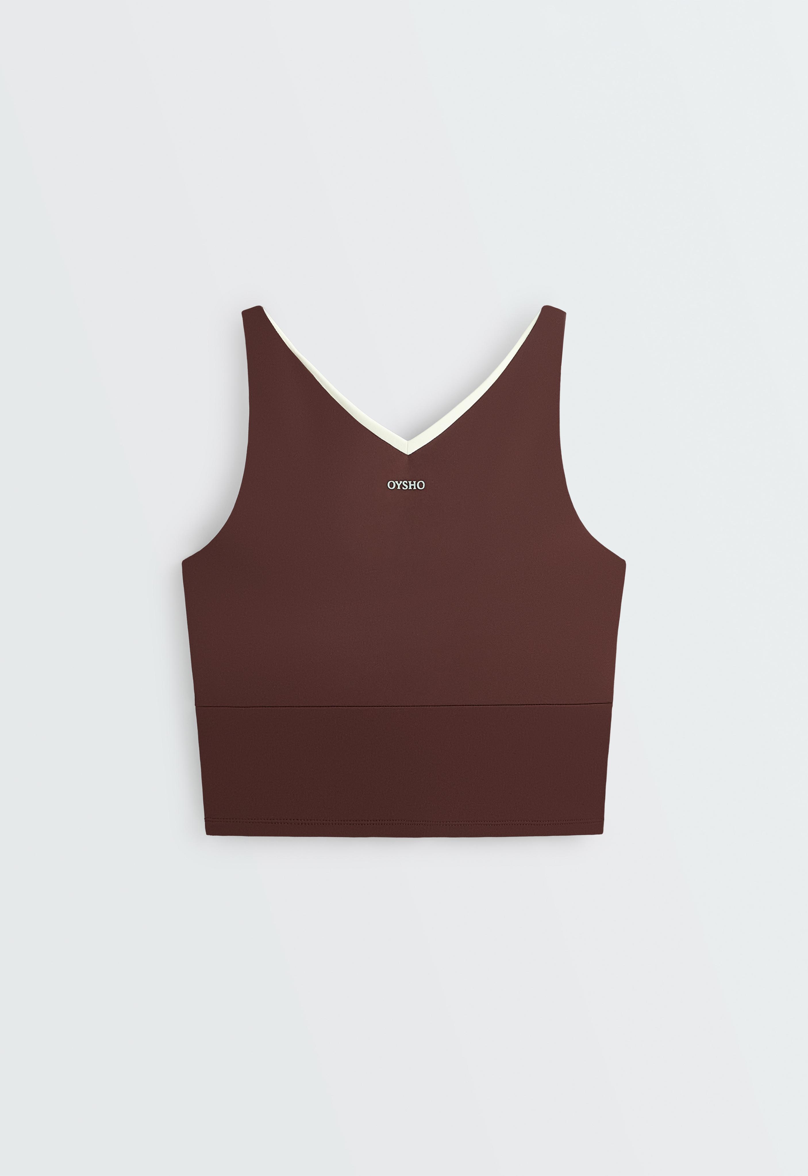 Comfortlux V-neck strappy tank top — CHOCOLATE