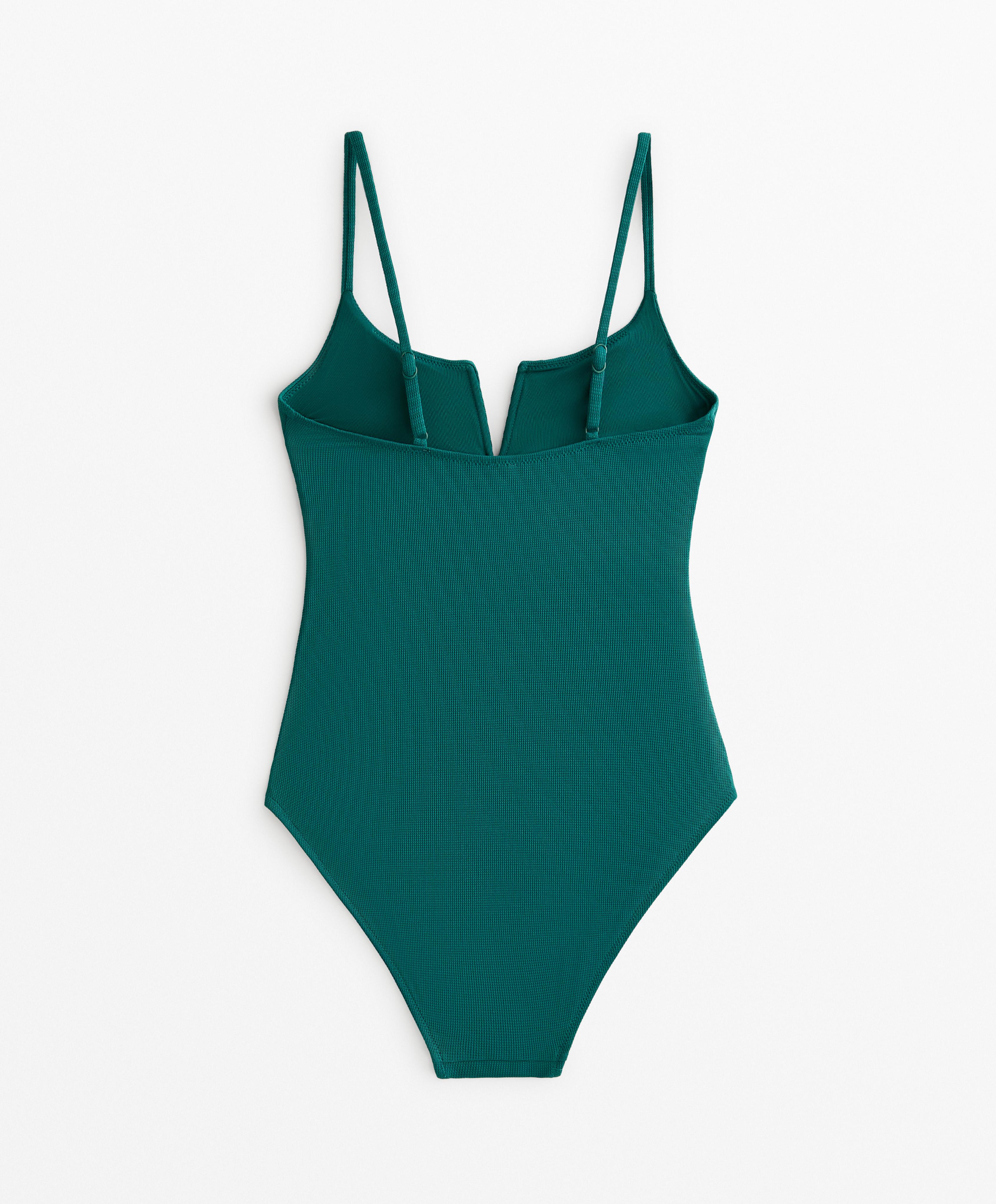 Piqué V-neck swimsuit