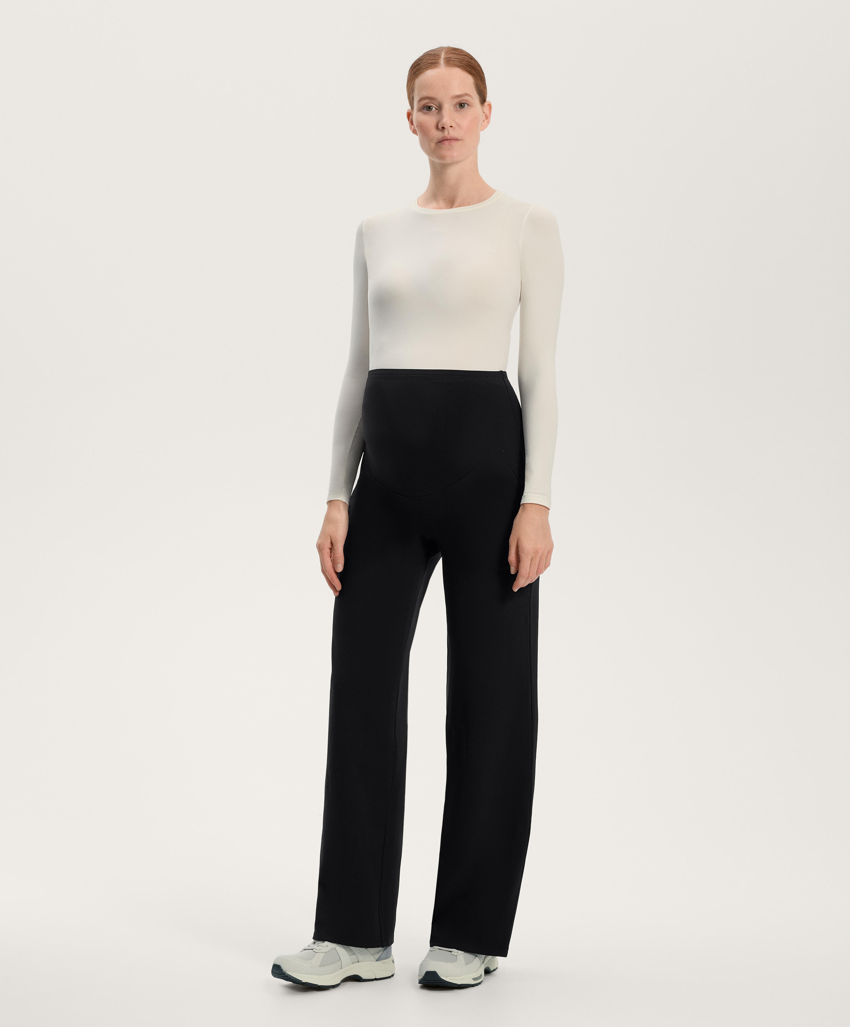 Straight-leg warm maternity trousers — BLACK