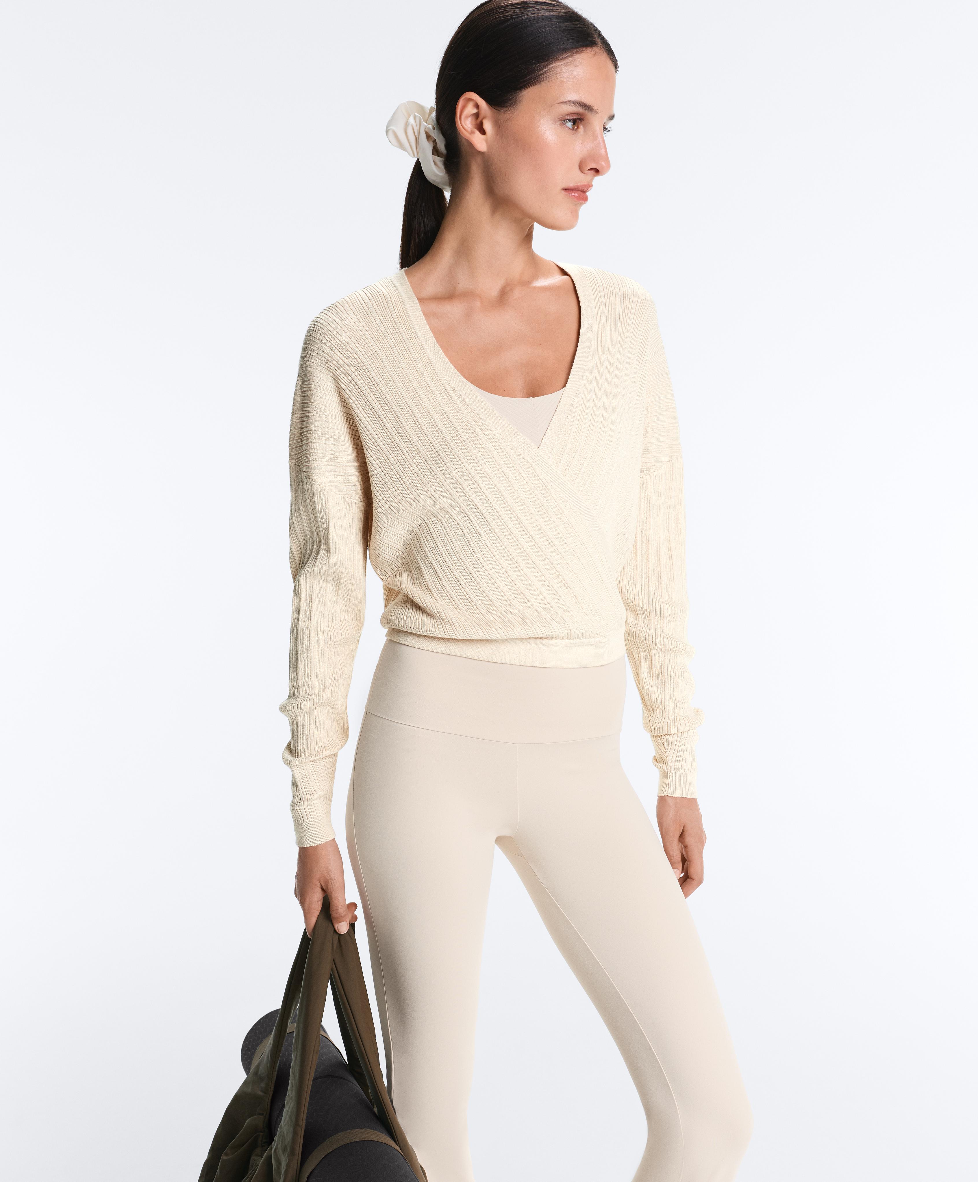 Crossed rib knit jumper — PLASTER