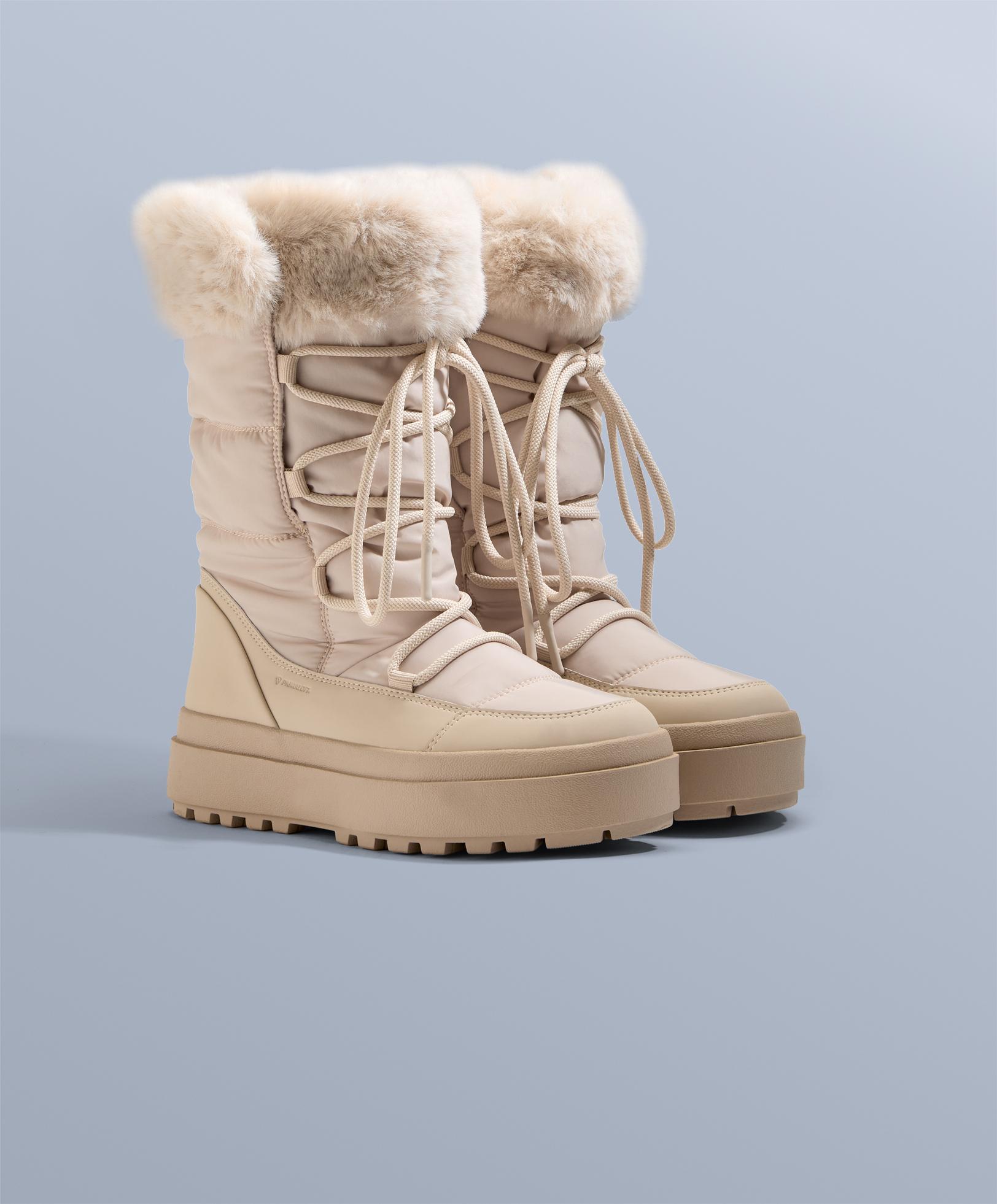 Ботинки апрески на шнуровке с меховым воротником Ботинки апрески на шнуровке с меховым воротником