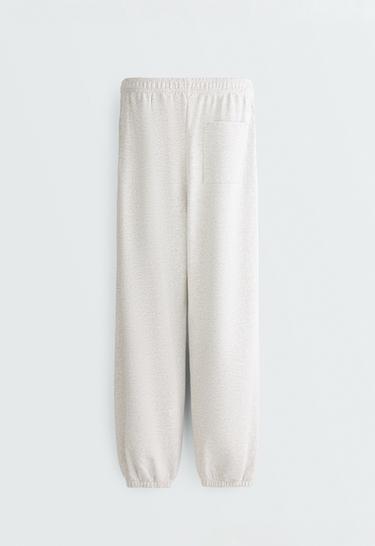 Cotton blend fleece joggers — PALE GREY MELANGE 7