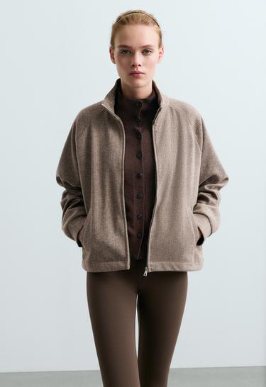 Short flecked jacket — BROWN-GREY MELANGE 2