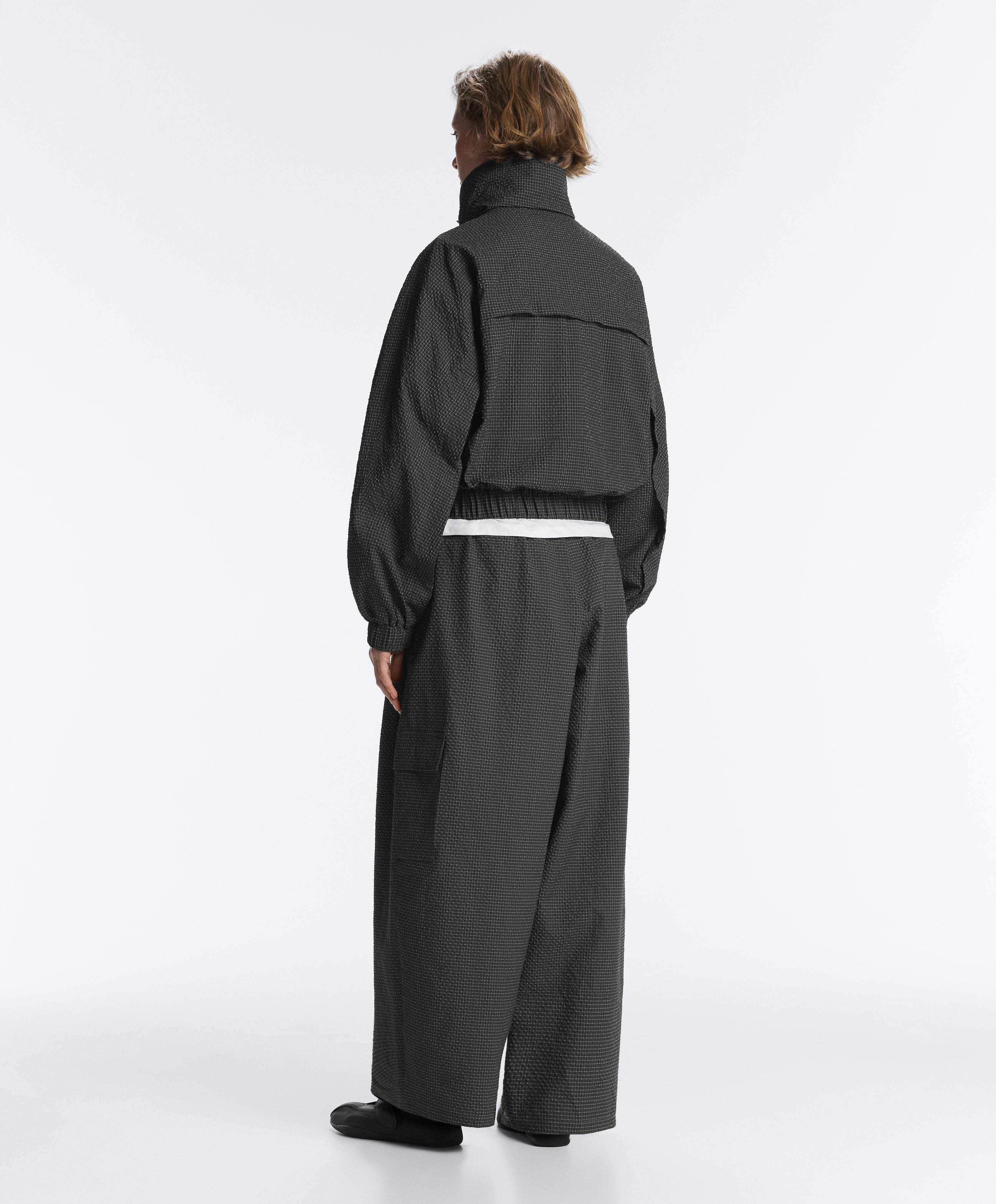 Water-repellent checked nylon track jacket — BLACK