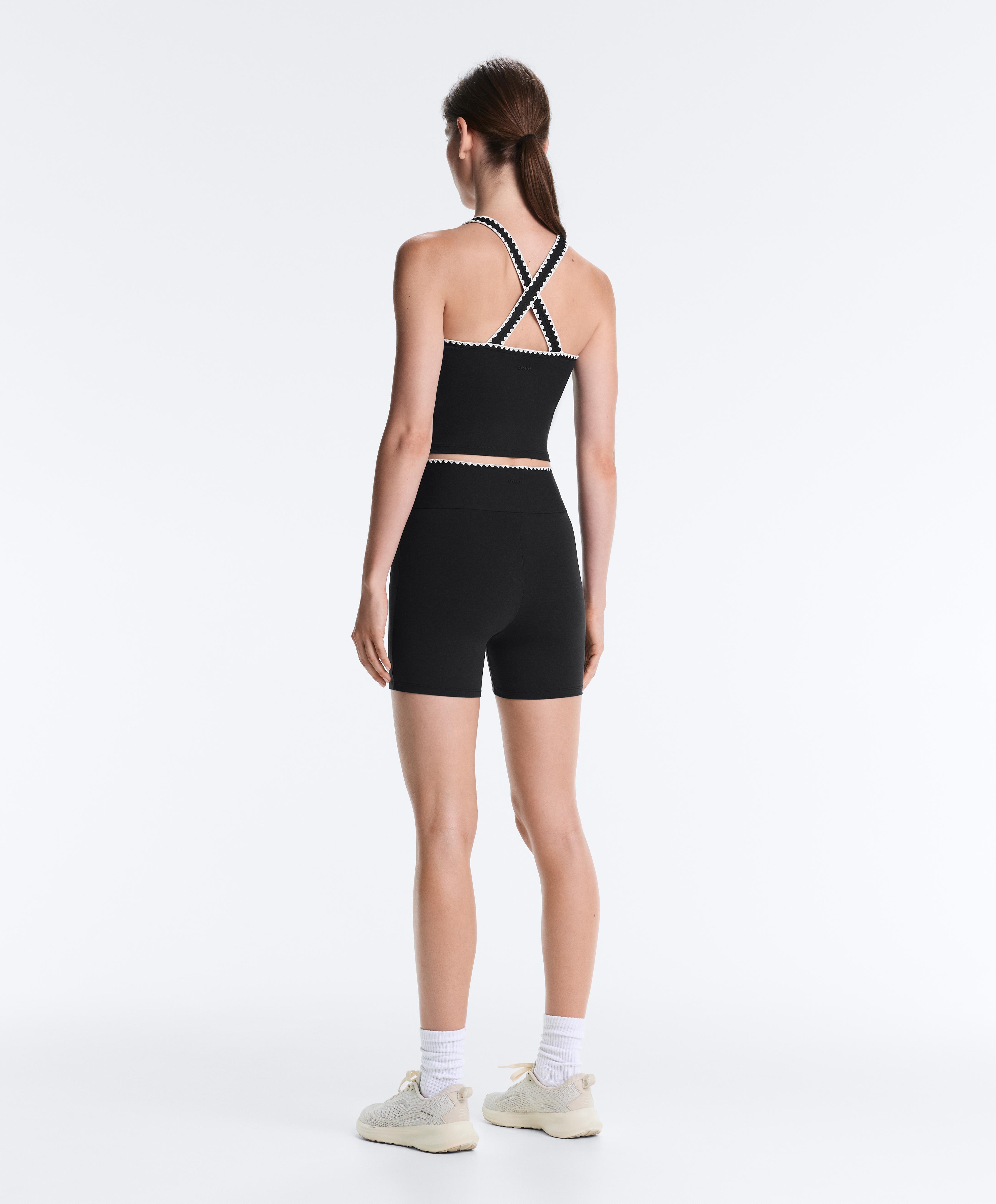 Comfortlux contrast stitch tank top — BLACK