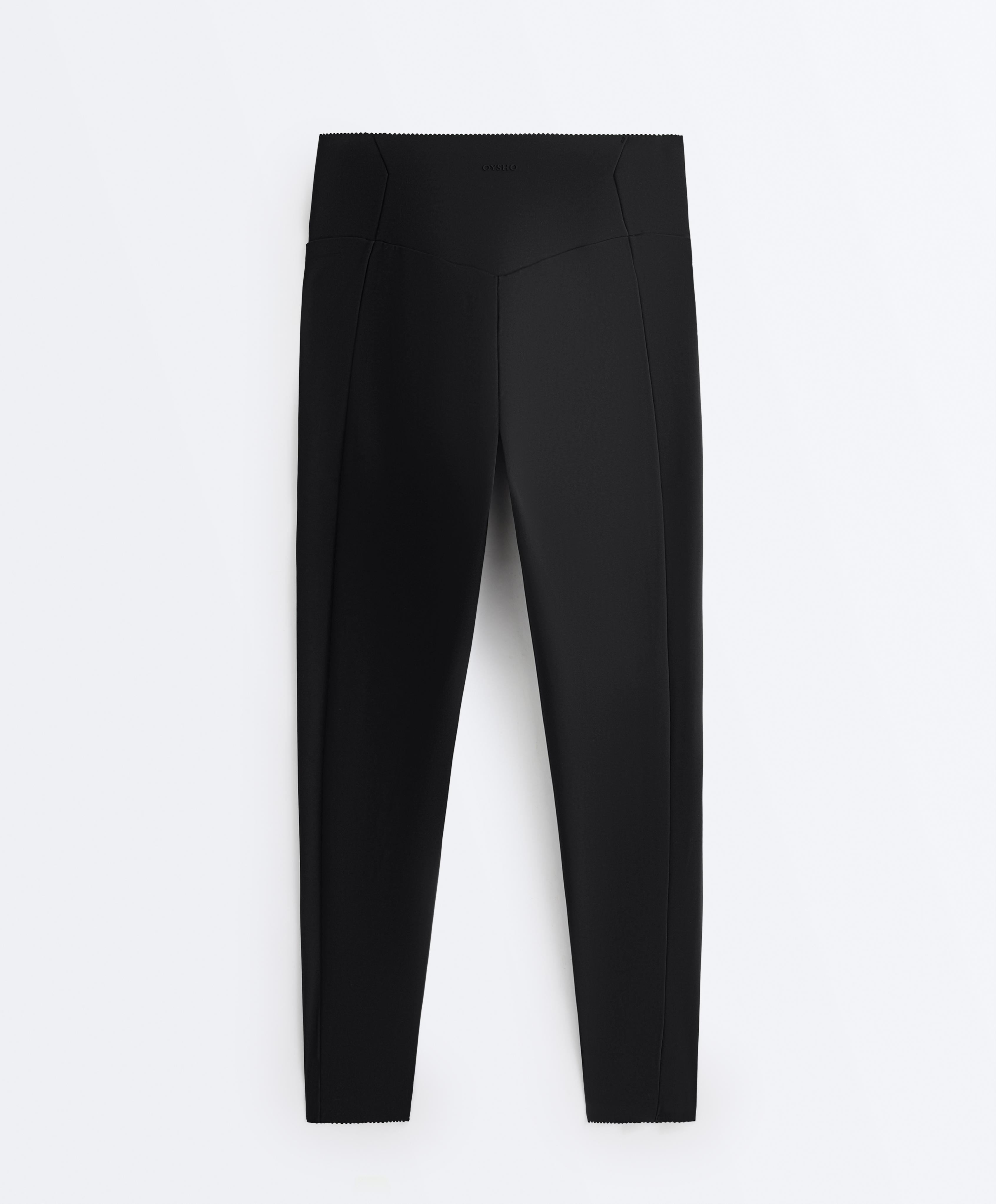 Compressive high-waisted pocket ankle-length leggings — BLACK