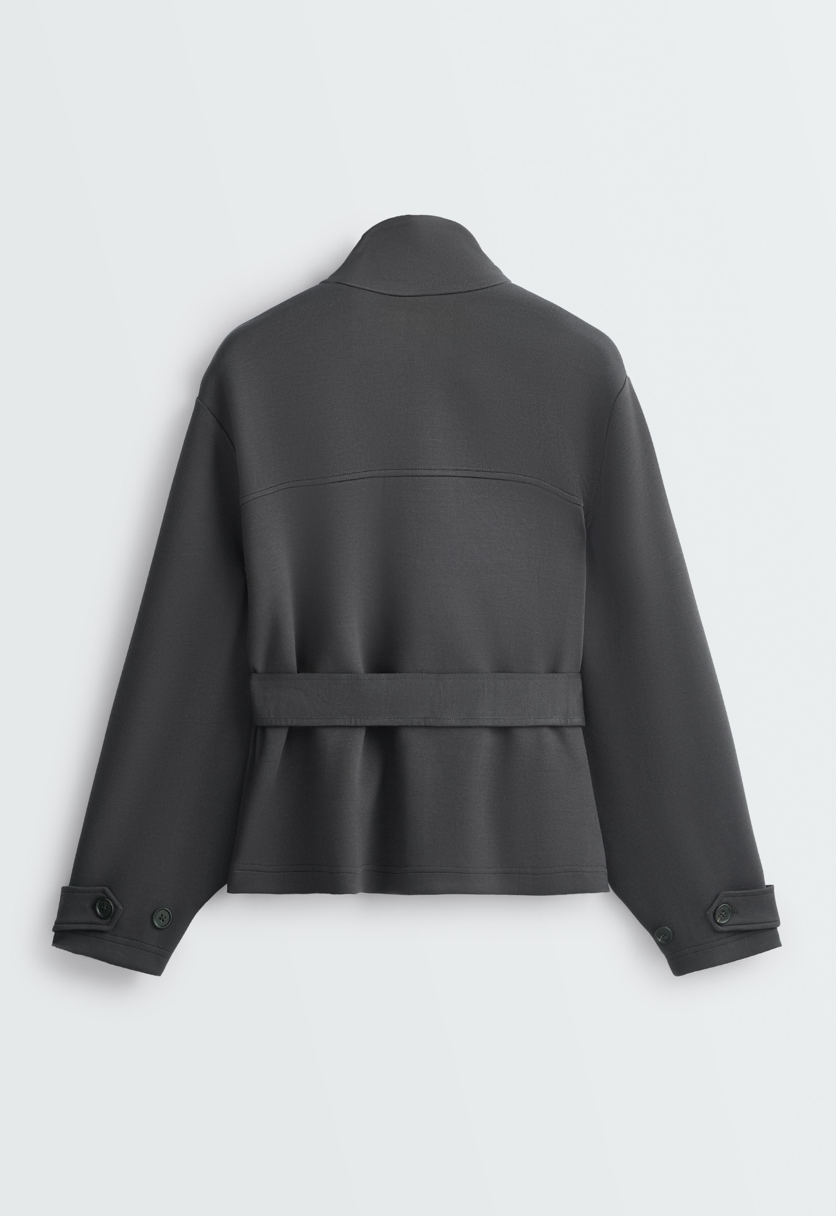 Belted jacket with pockets — DARK ANTHRACITE