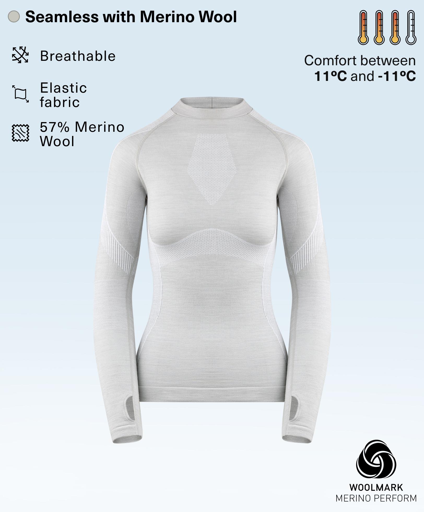 Performance base layers merino wool blend seamless top