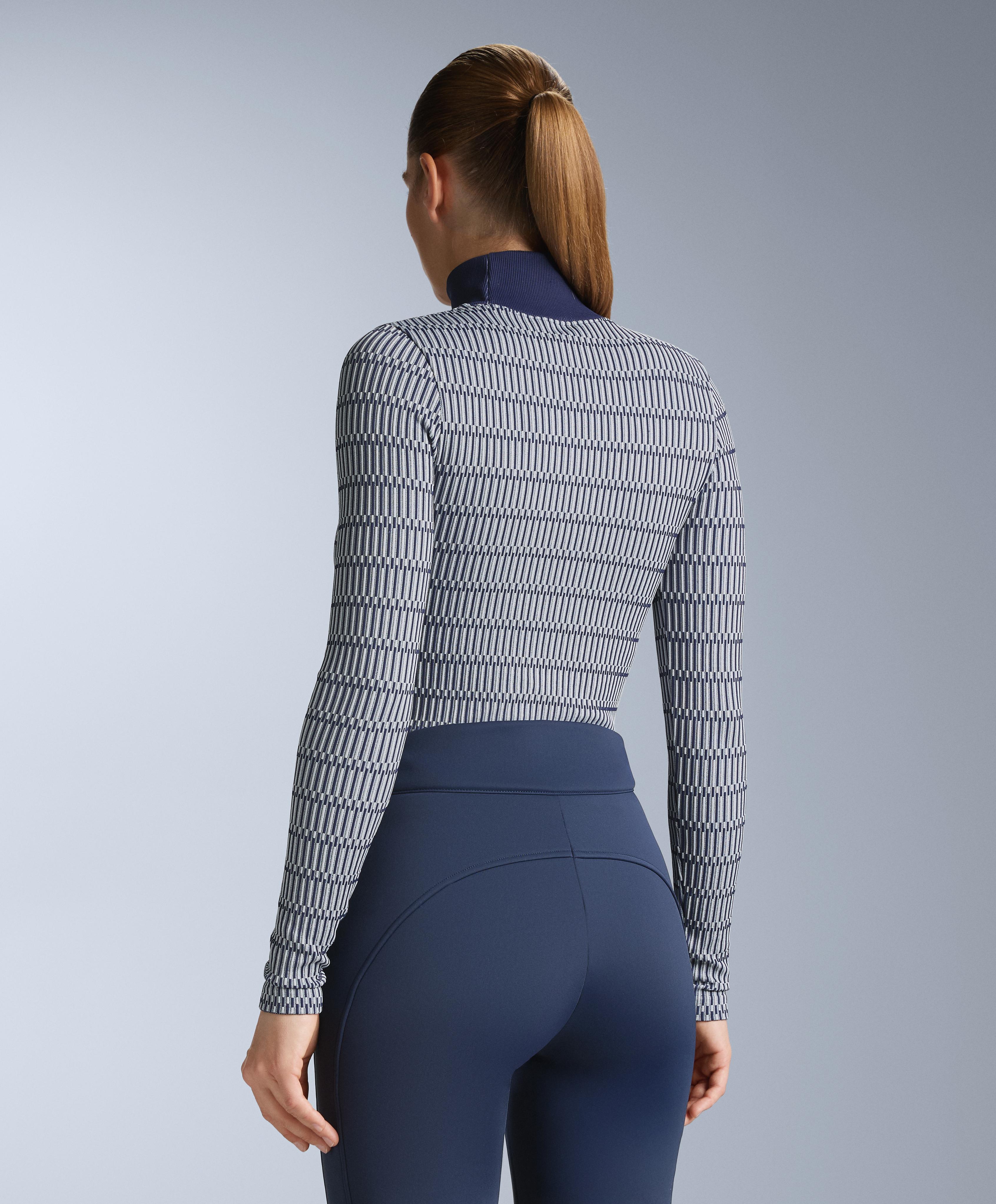 Geometric seamless thermal base layer T-shirt — NAVY BLUE