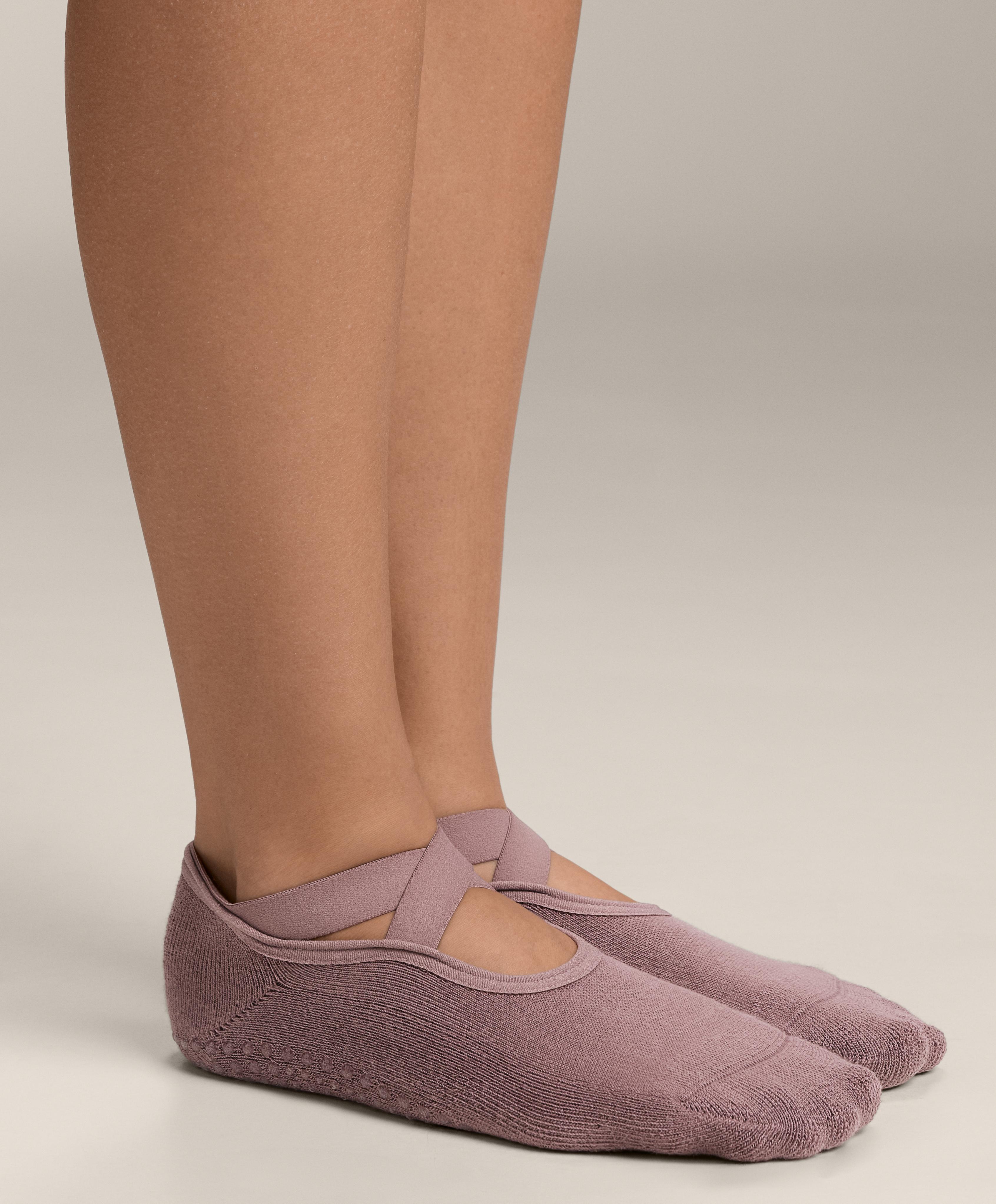 2 paires de chaussettes pour yoga et pilates en mélange de coton avec bandes élastiques croisées et matelassées 2 paires de chaussettes pour yoga et pilates en mélange de coton avec bandes élastiques croisées et matelassées