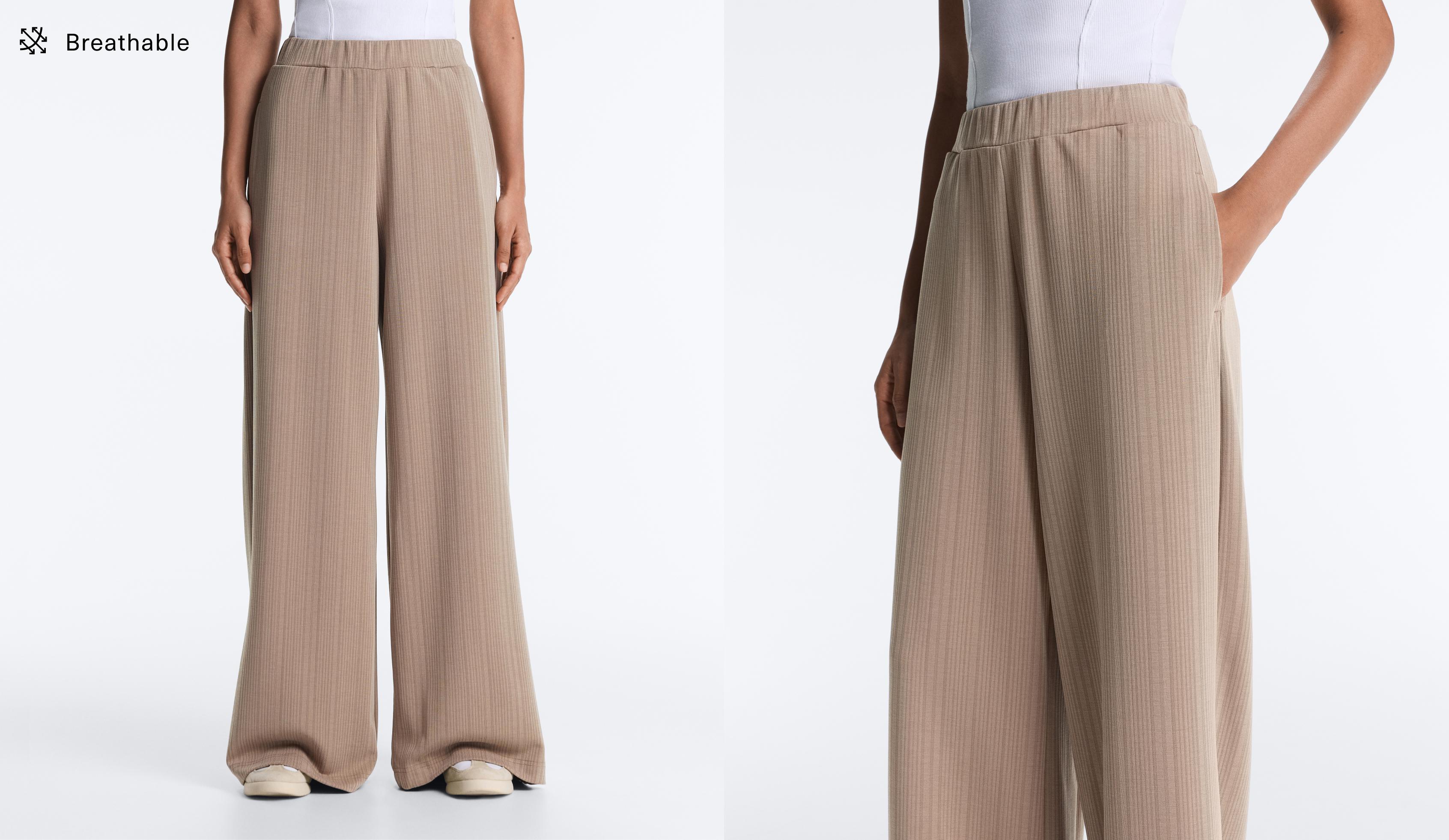 Straight-leg trousers with asymmetric stripe and modal Straight-leg trousers with asymmetric stripe and modal