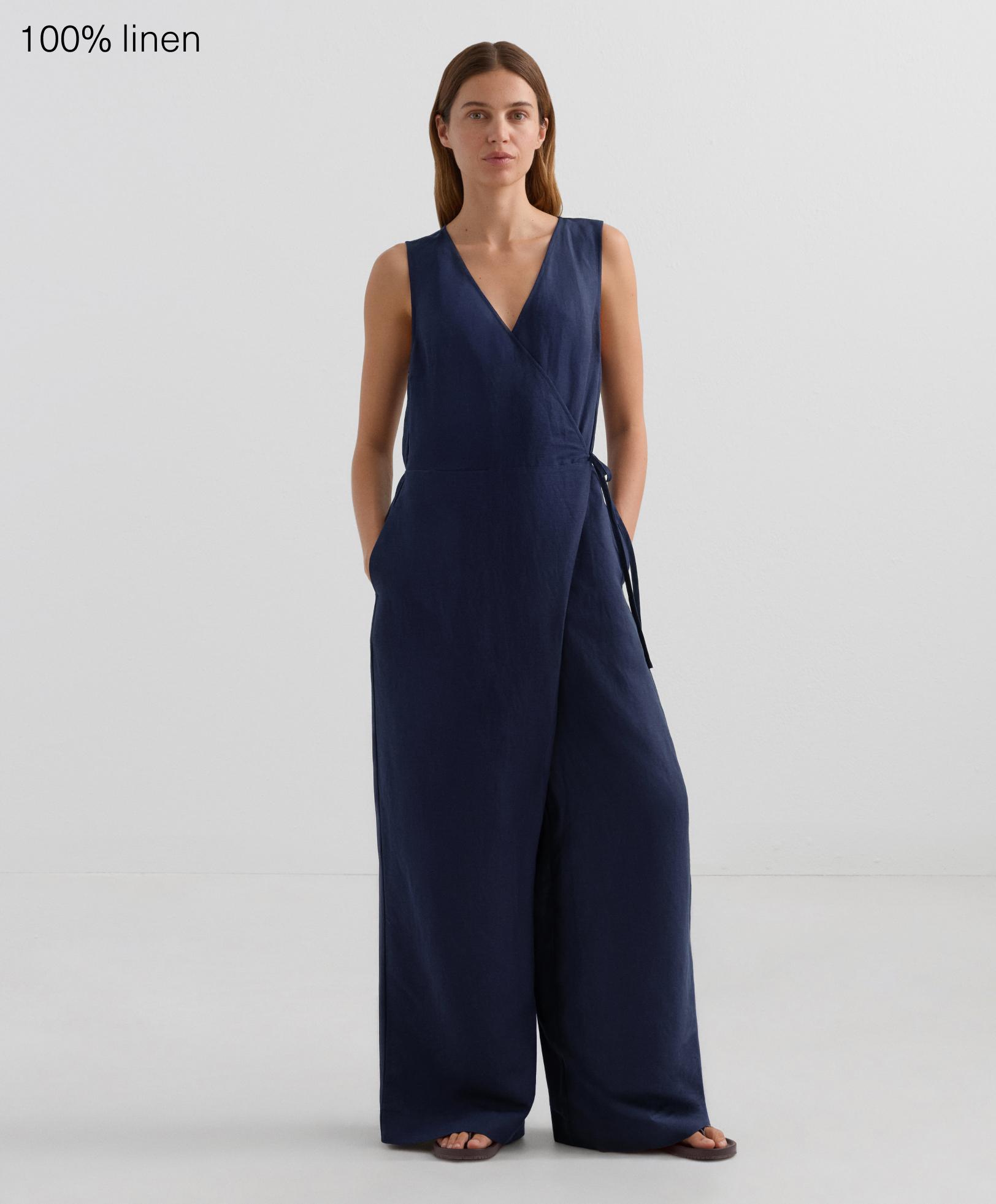 Wrap trouser jumpsuit with linen - Sale Wrap trouser jumpsuit with linen - Sale