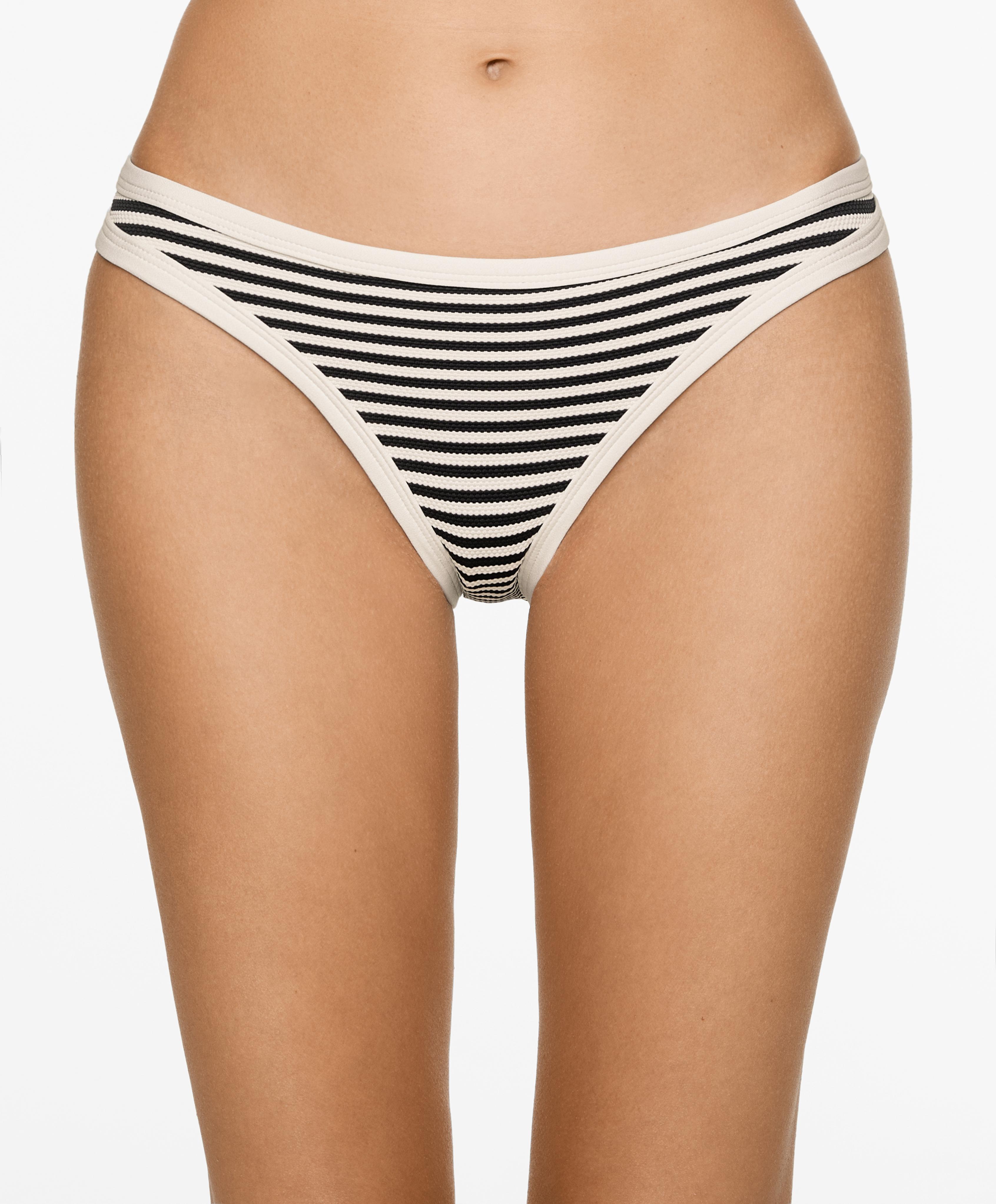 Stripe piqué classic-coverage bikini briefs with trim