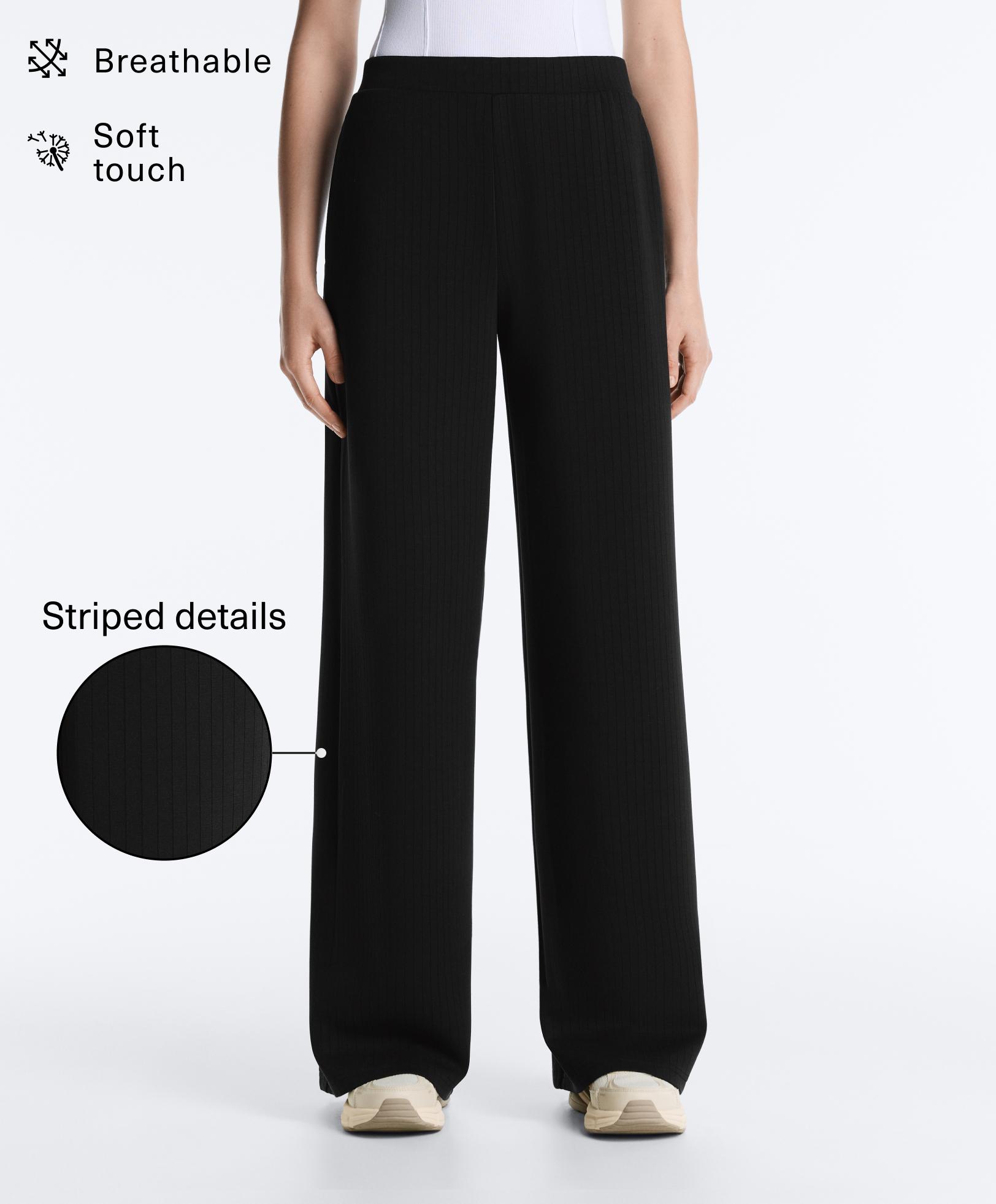 Straight-leg striped trousers with soft-touch modal Straight-leg striped trousers with soft-touch modal