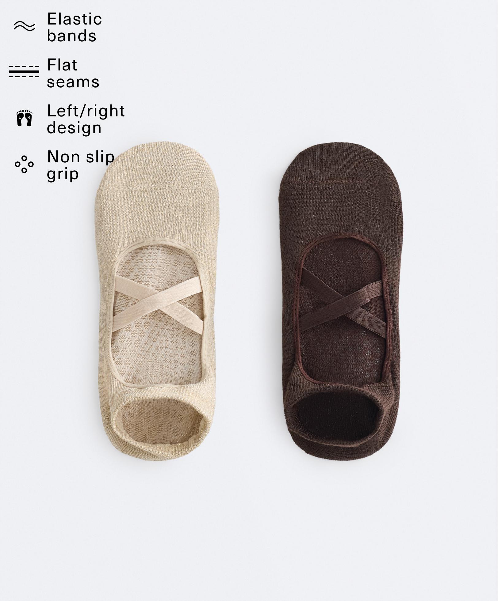 2 paires de chaussettes yoga et pilates en coton mélangé avec fil métallisé 2 paires de chaussettes yoga et pilates en coton mélangé avec fil métallisé