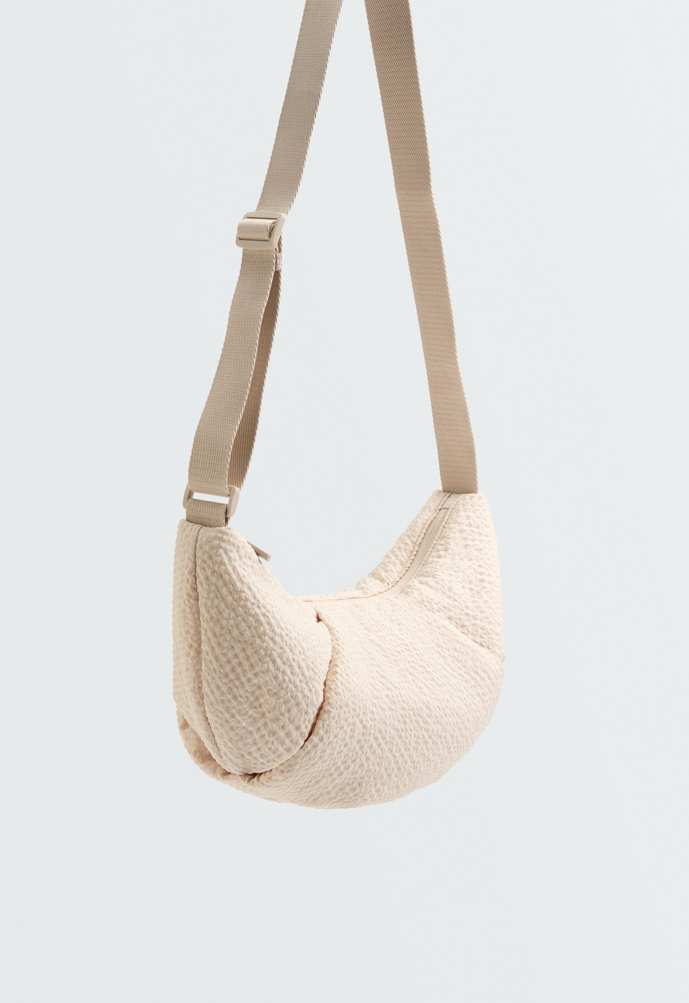 Textured quilted crossbody bag — ECRU