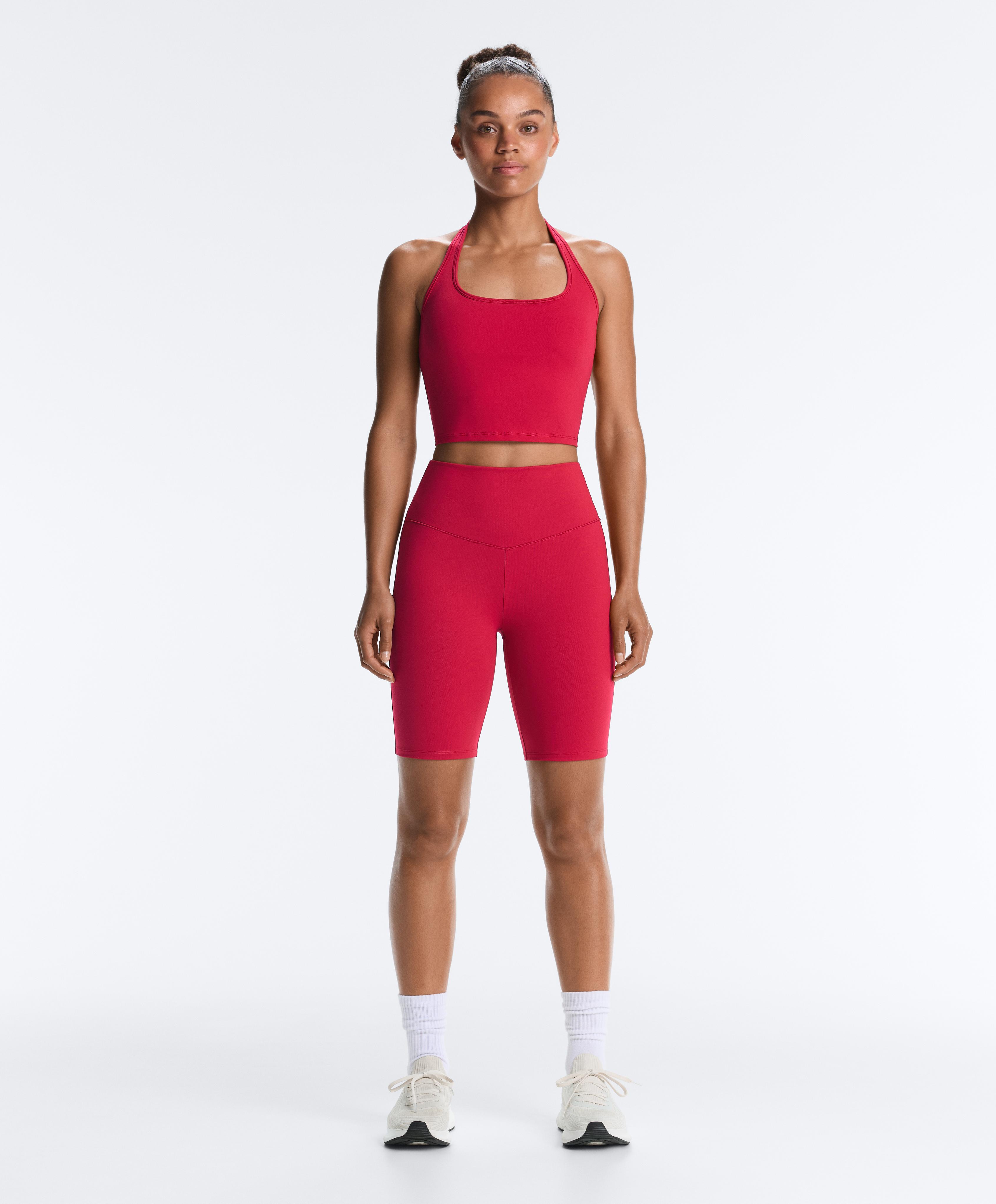 Evermove high-rise 20cm cycle leggings — RED