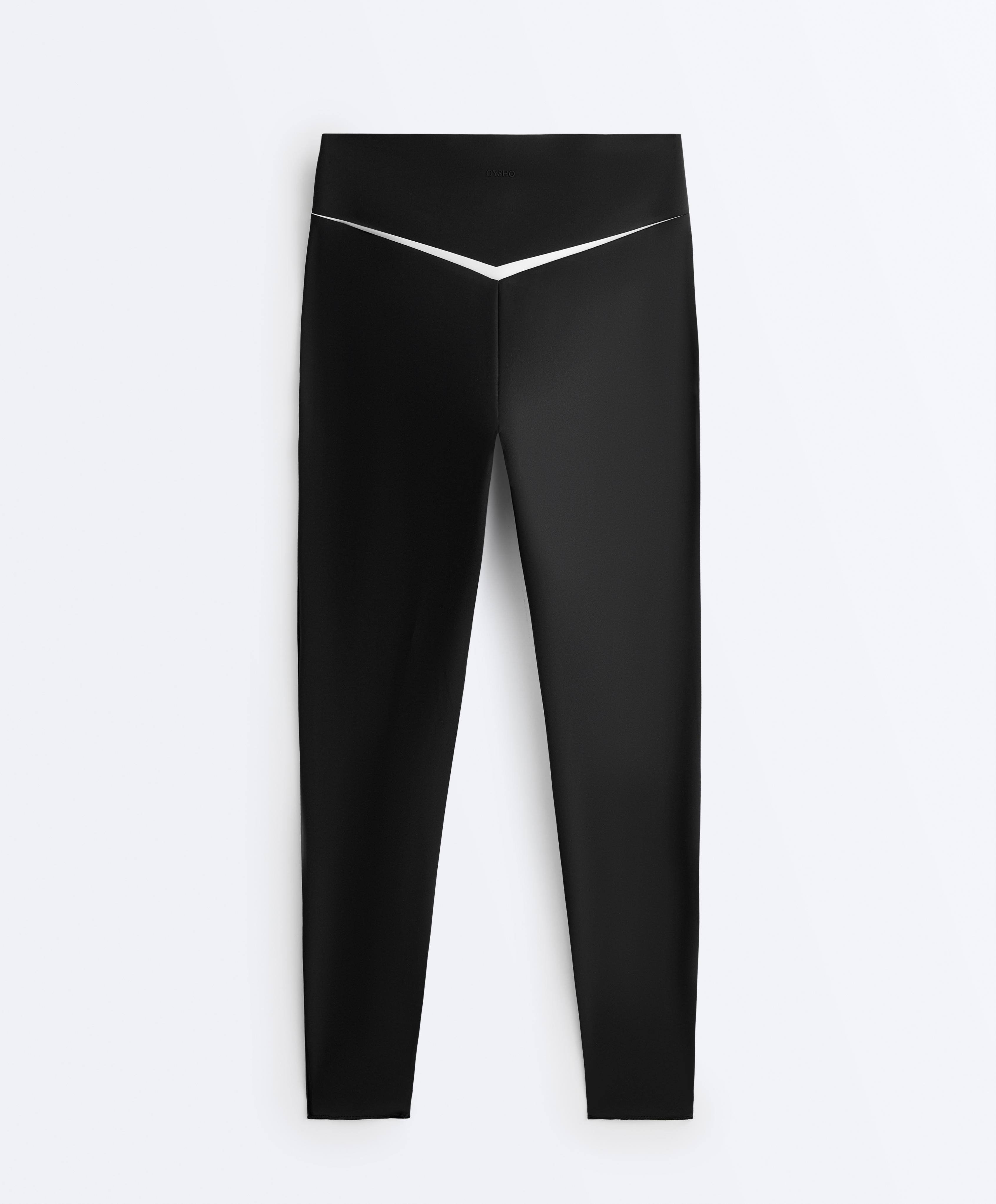 Perfect-adapt high rise ankle-length leggings with contrast detail — BLACK