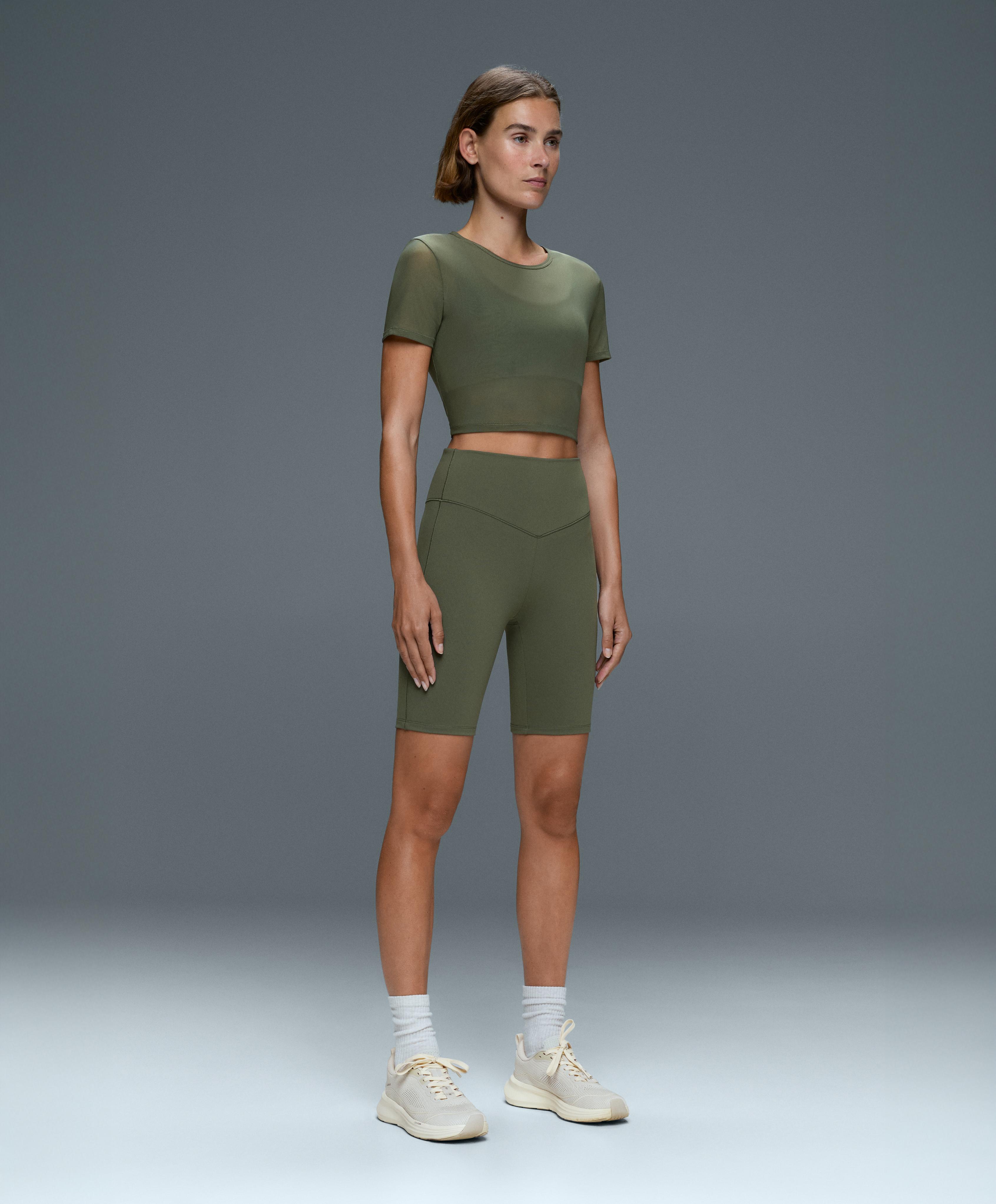 Evermove short-sleeved overlay tank top — KHAKI