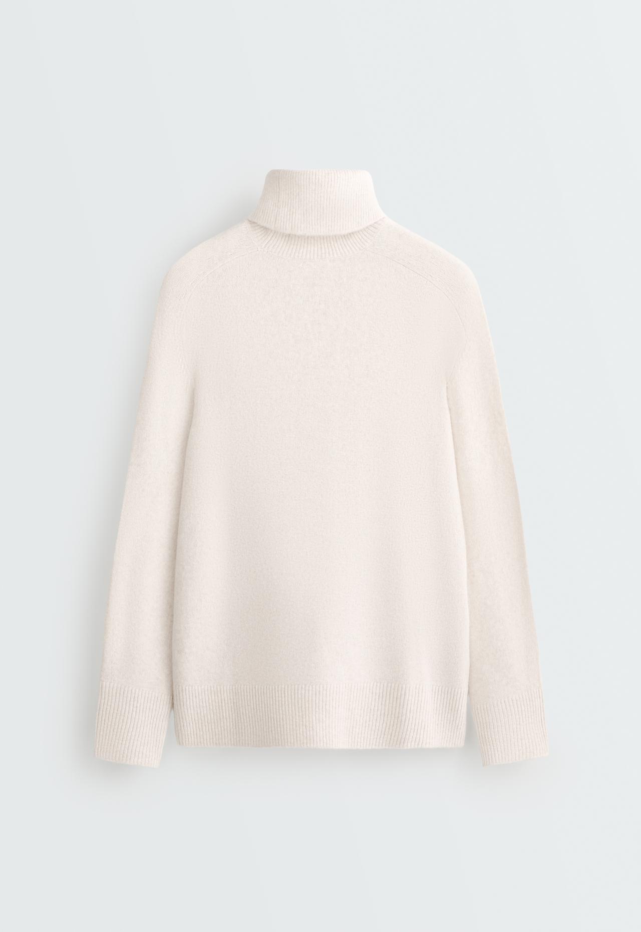 High neck knit jumper — PALE BEIGE MELANGE