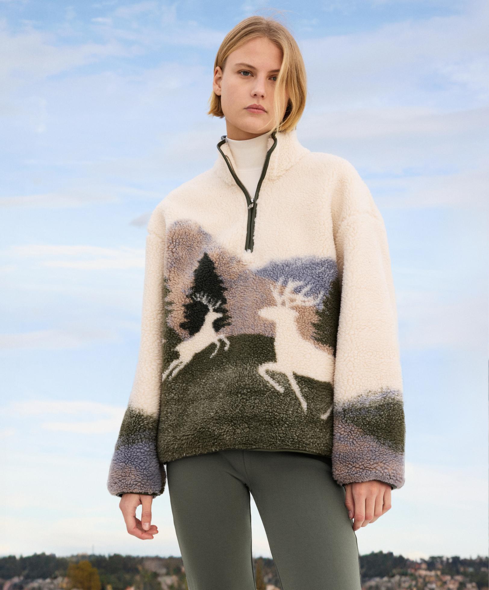 Deer faux-shearling sweatshirt