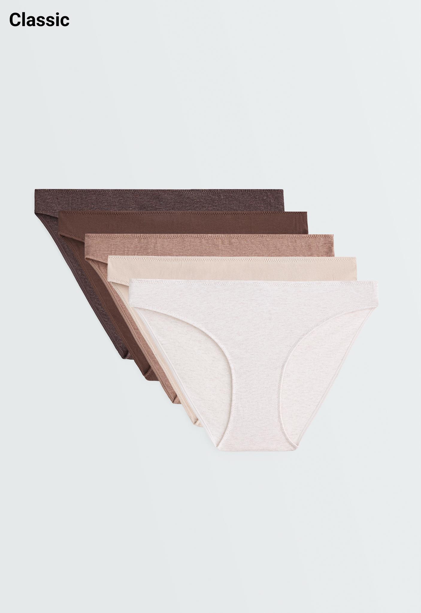5 cotton blend rib classic briefs — CHOCOLATE      