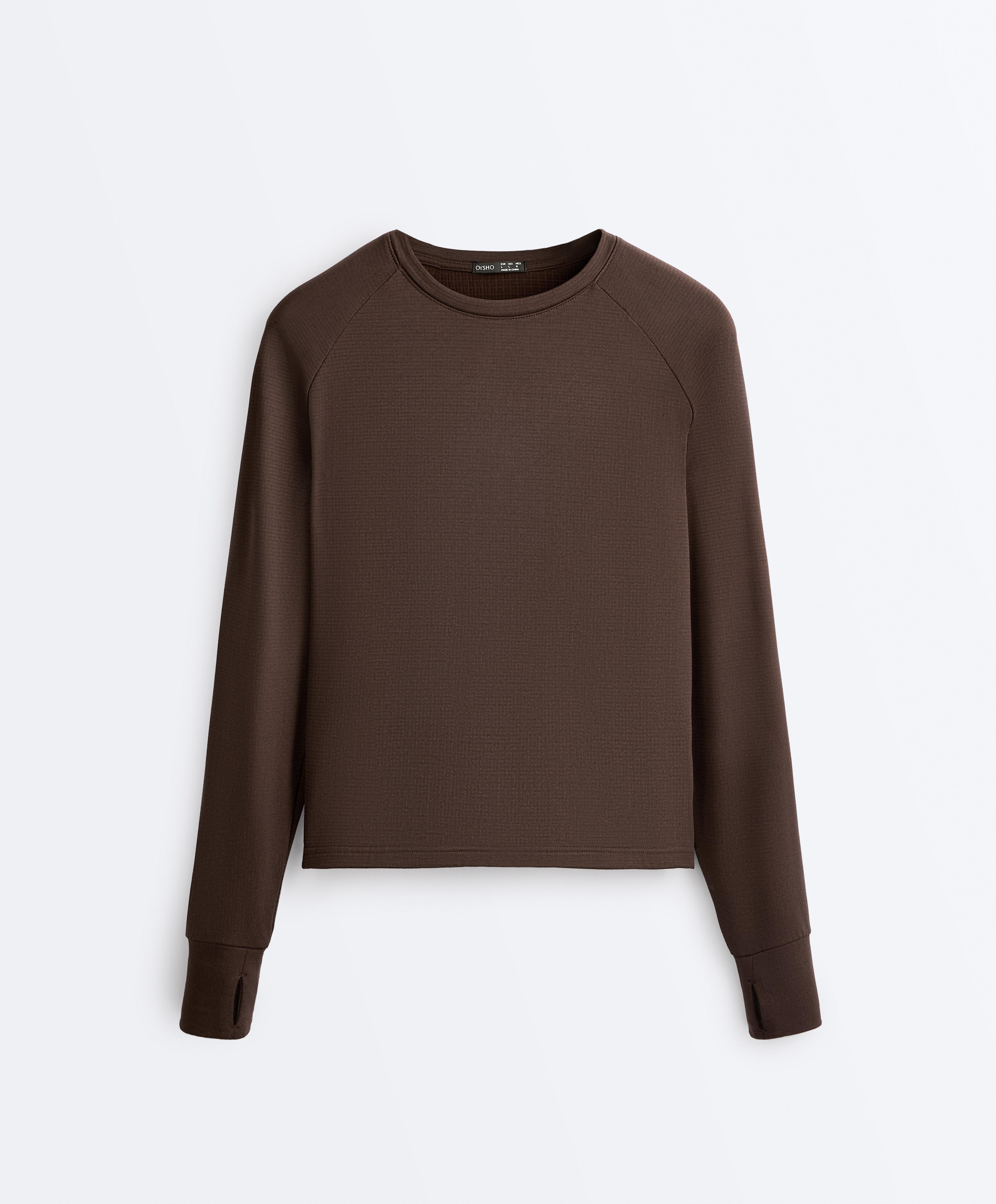 Long-sleeved technical T-shirt — BROWN