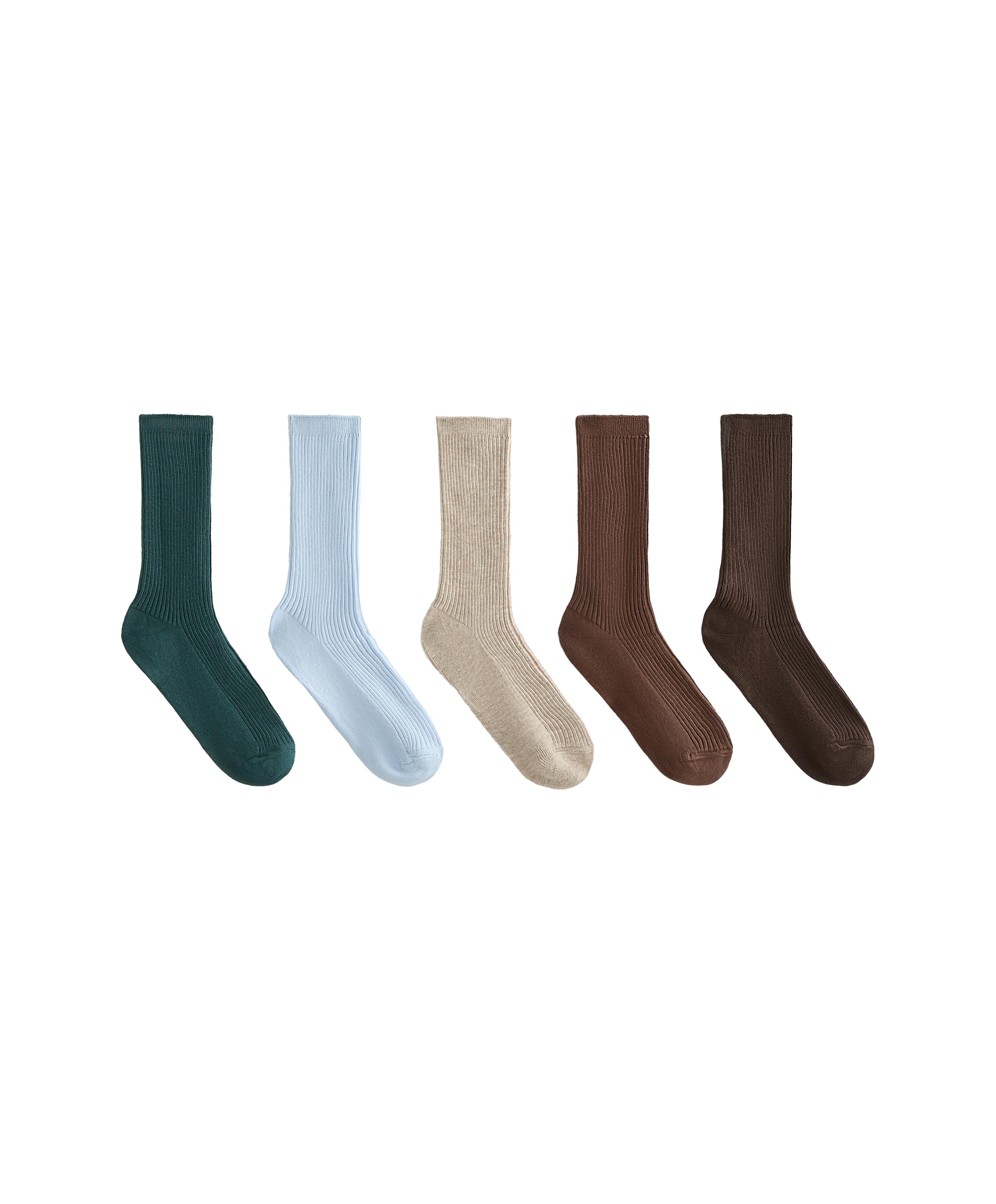 5 pairs of cotton blend classic socks — SEA GREEN