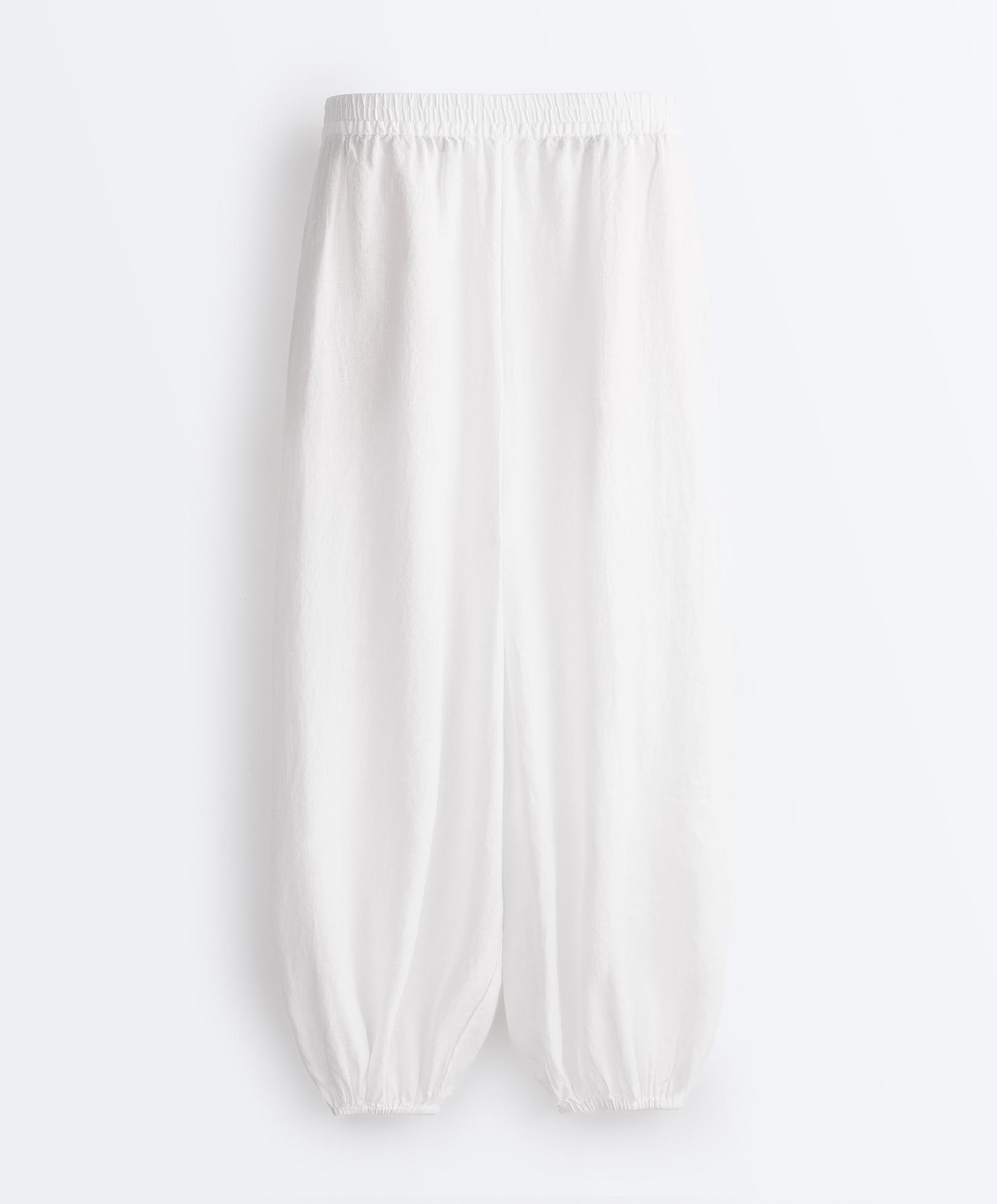 100% linen bloomer trousers — WHITE