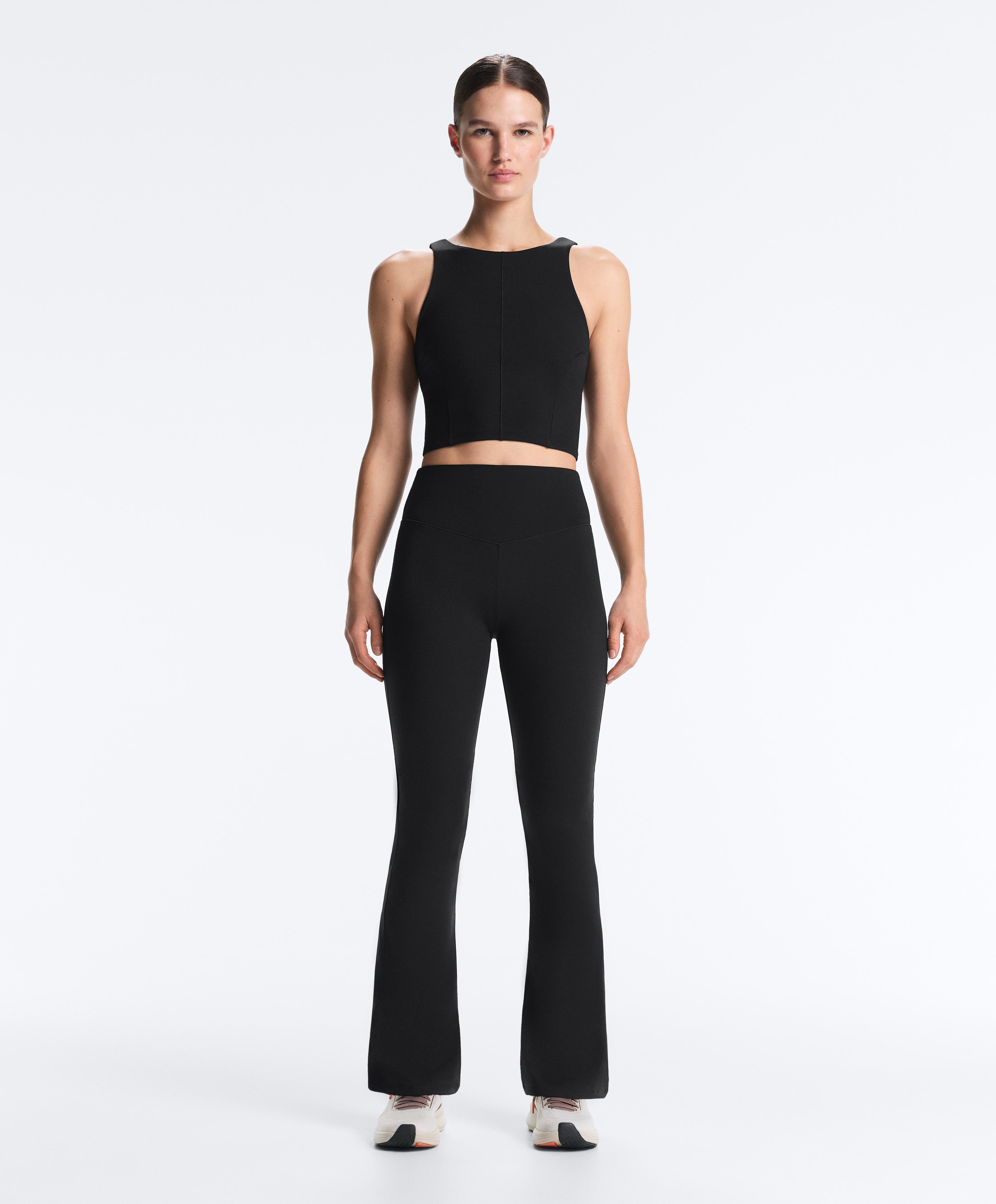 Evermove high rise flare trousers — BLACK