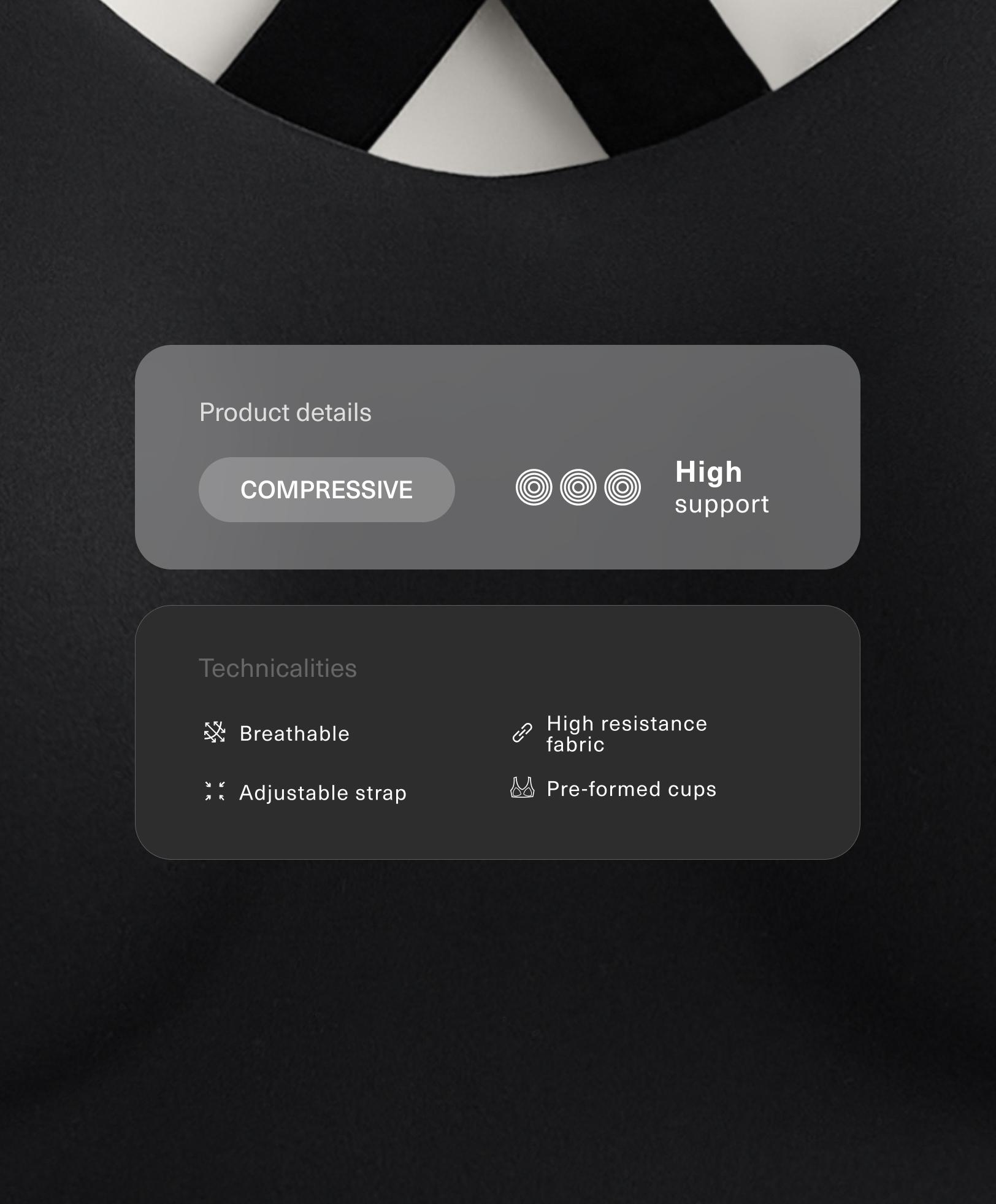 حمالة صدر رياضية Compressive بتصميم متصالب وبتدعيم عالي حمالة صدر رياضية Compressive بتصميم متصالب وبتدعيم عالي