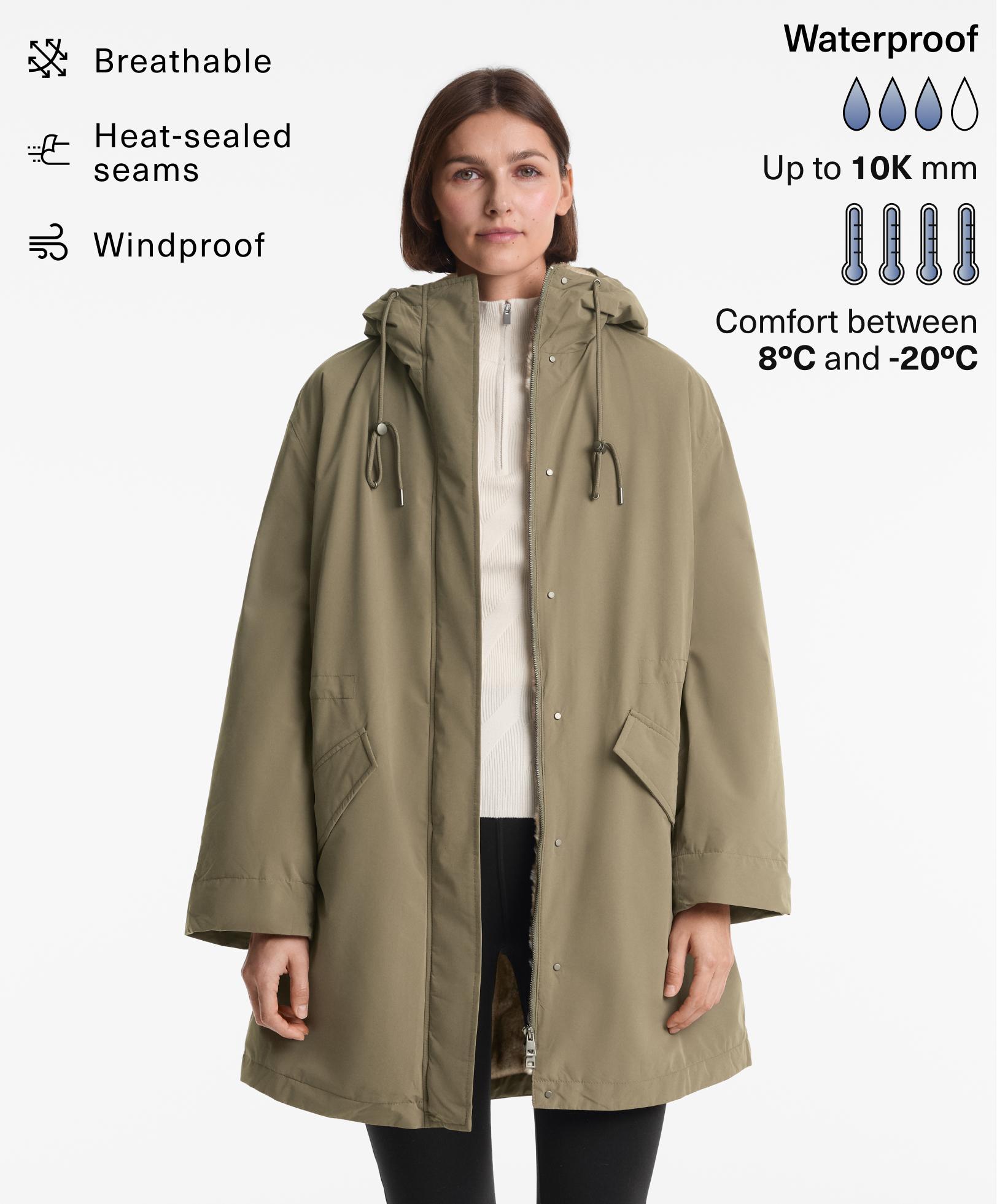 Long 10k waterproof faux-fur interior jacket - Sale